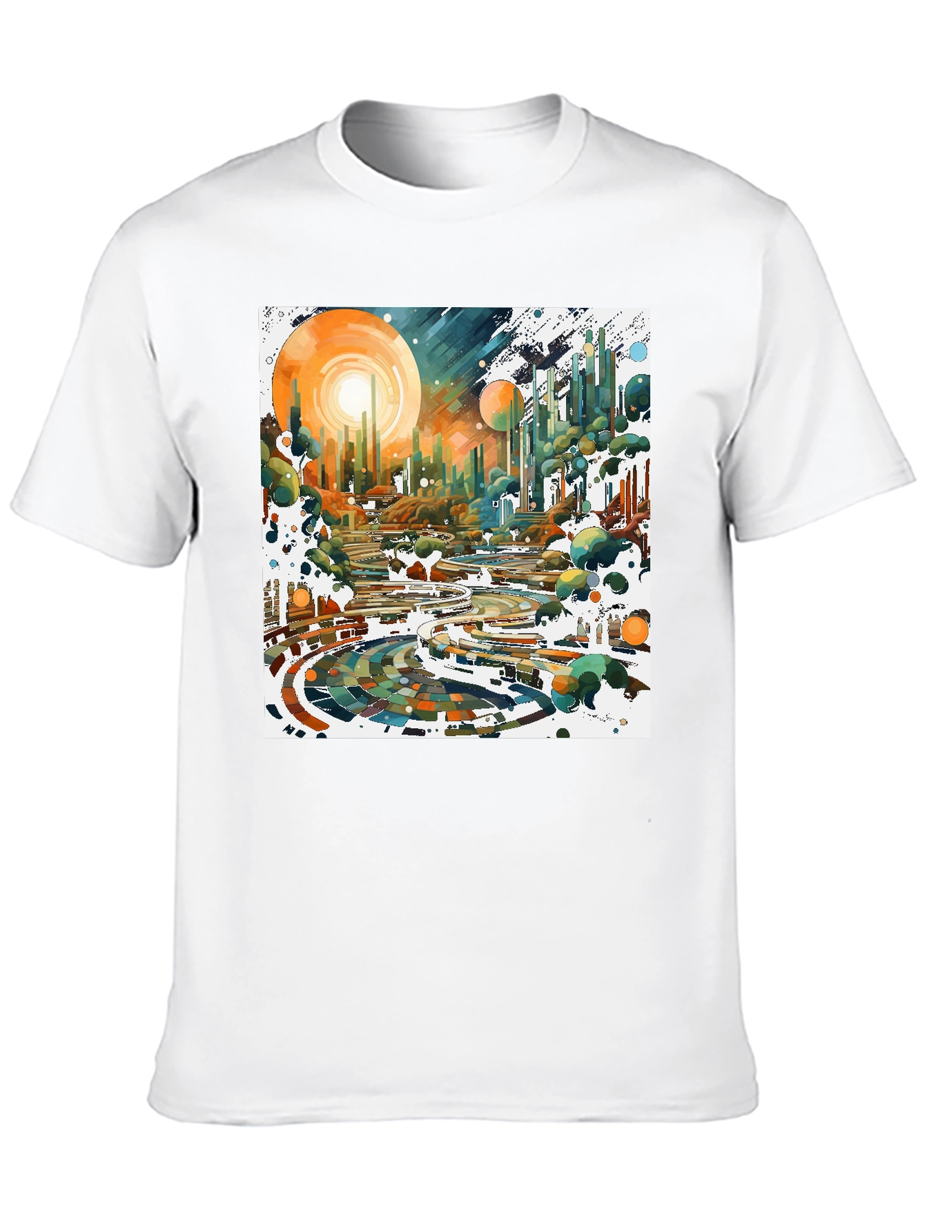 Abstract Cityscape Graphic Tee - Modern Art Shirt