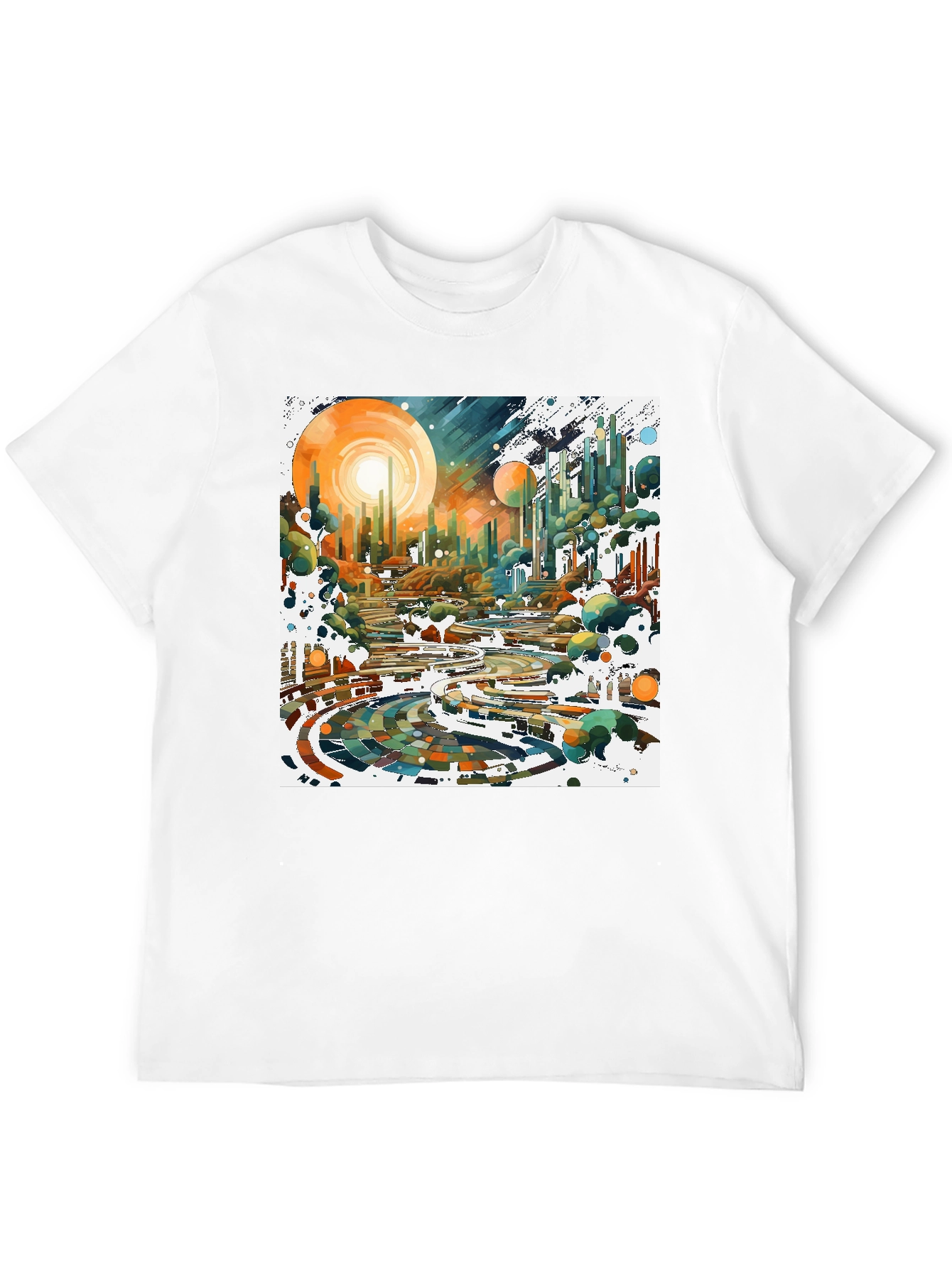 Abstract Cityscape Graphic Tee - Modern Art Shirt