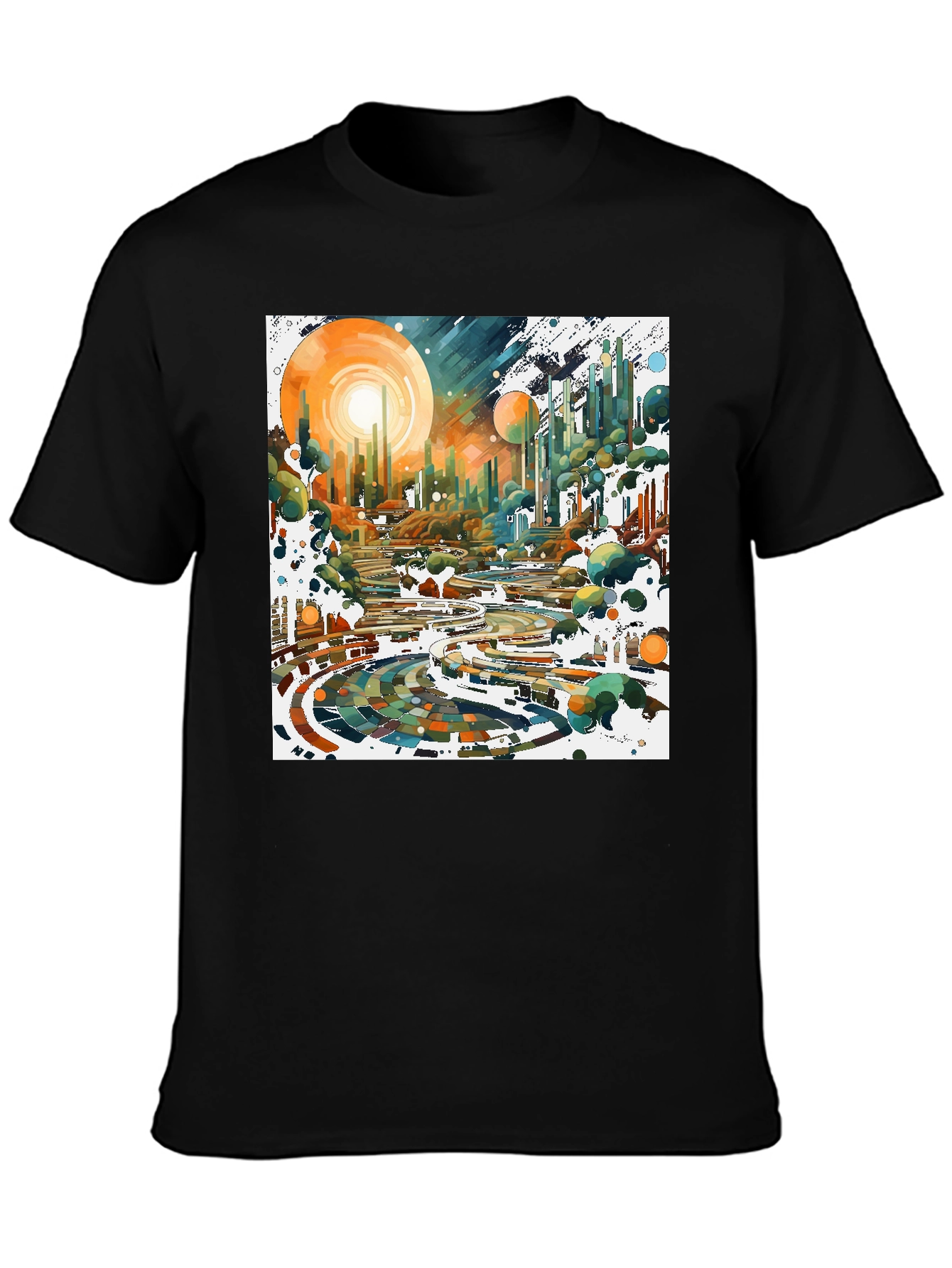 Abstract Cityscape Graphic Tee - Modern Art Shirt
