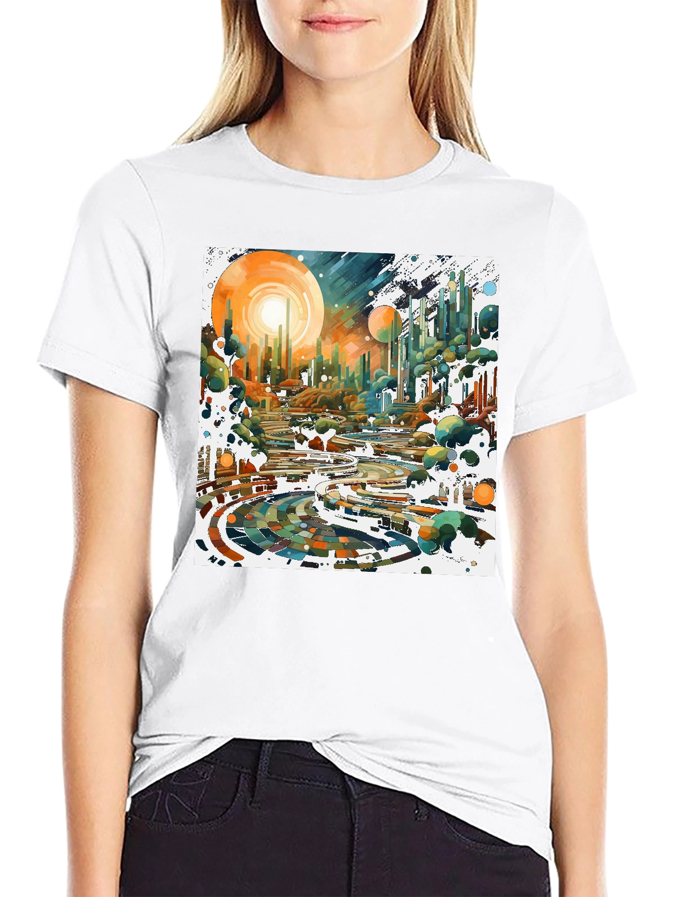 Abstract Cityscape Graphic Tee - Modern Art Shirt