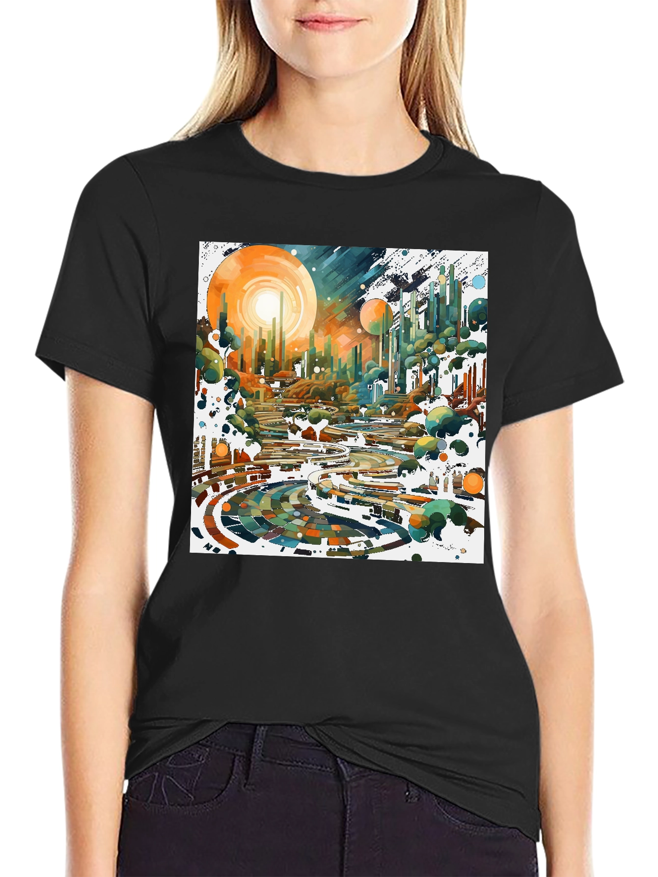 Abstract Cityscape Graphic Tee - Modern Art Shirt
