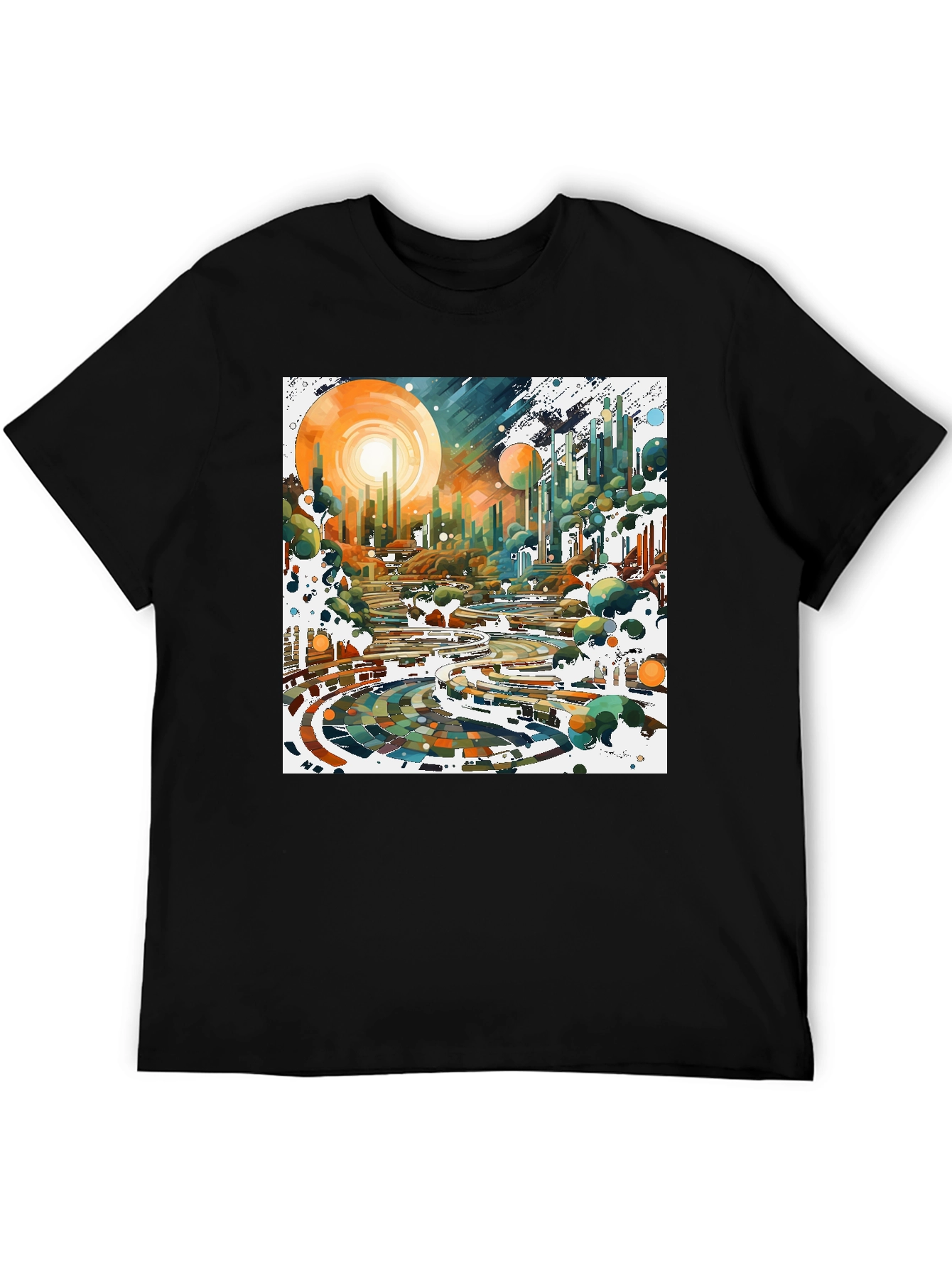 Abstract Cityscape Graphic Tee - Modern Art Shirt