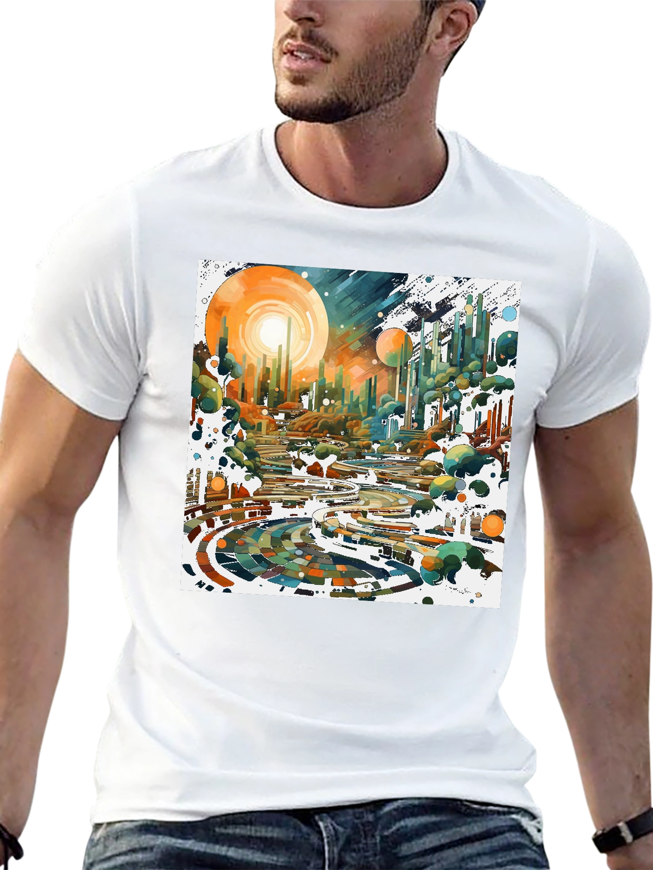 Abstract Cityscape Graphic Tee - Modern Art Shirt