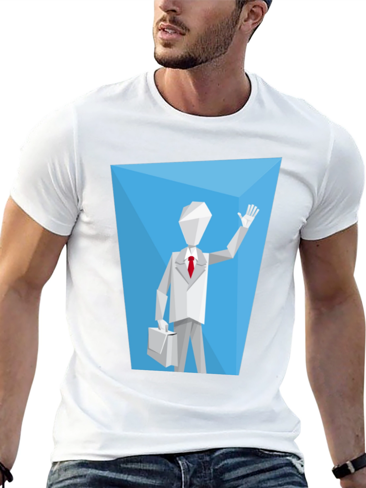 Geometric Man Graphic Tee - Modern Style
