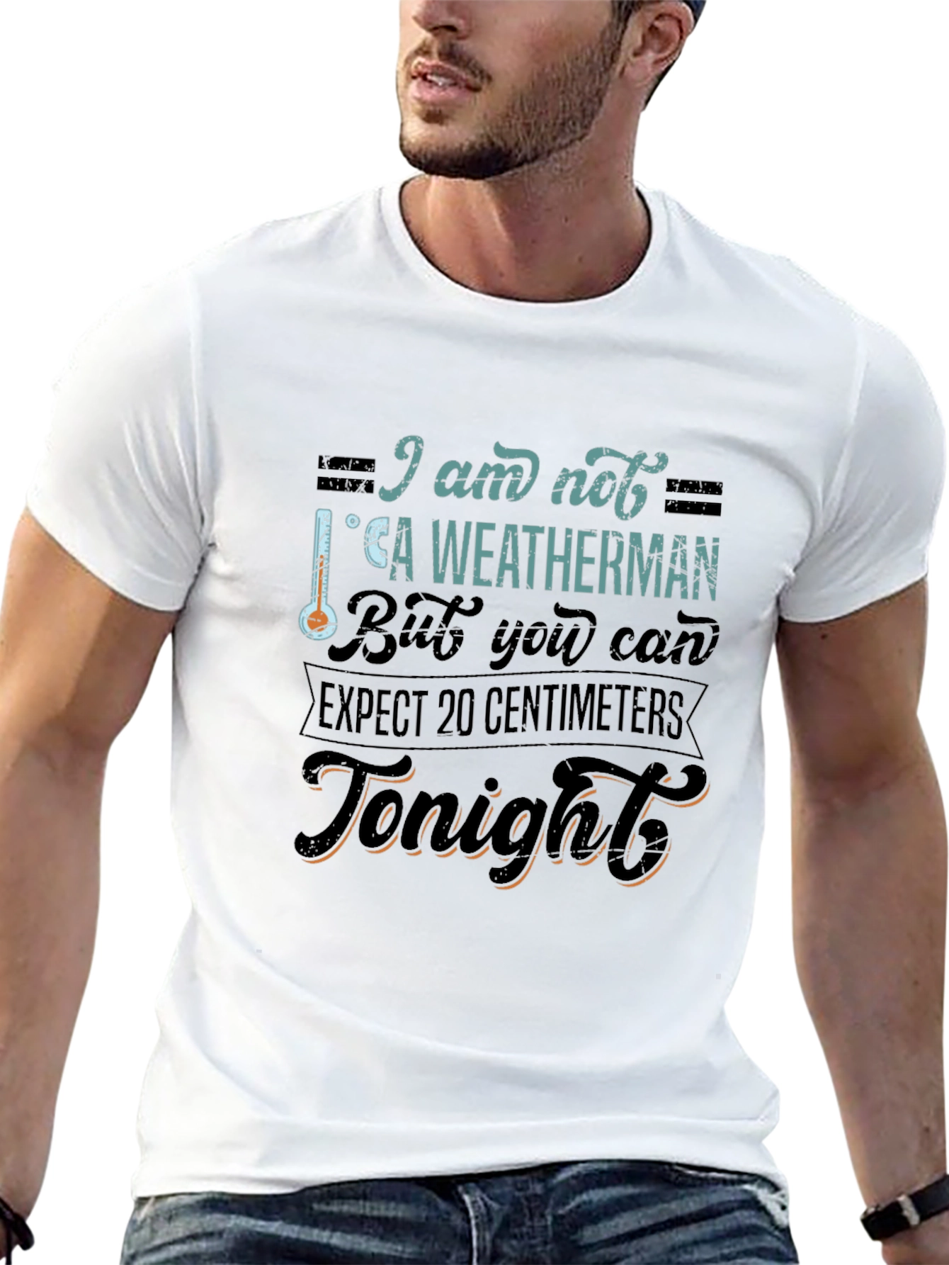 Funny Weatherman Graphic Tee - Expect 20 Centimeters