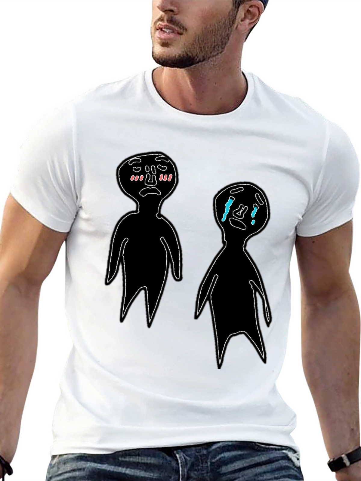 Emotional Doodles Graphic Tee - Black Cotton T-Shirt