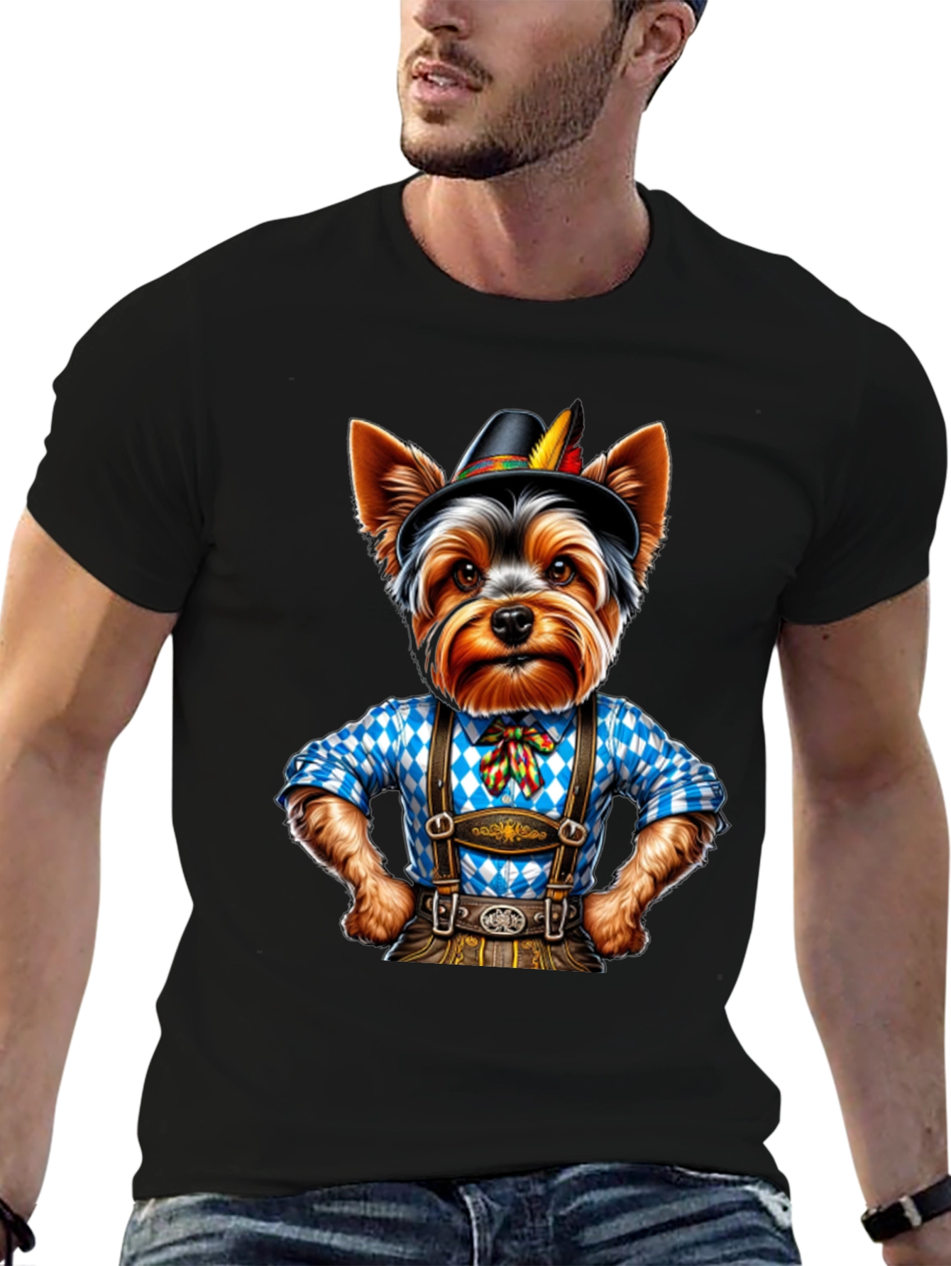 Yorkie Dog in Lederhosen T-Shirt