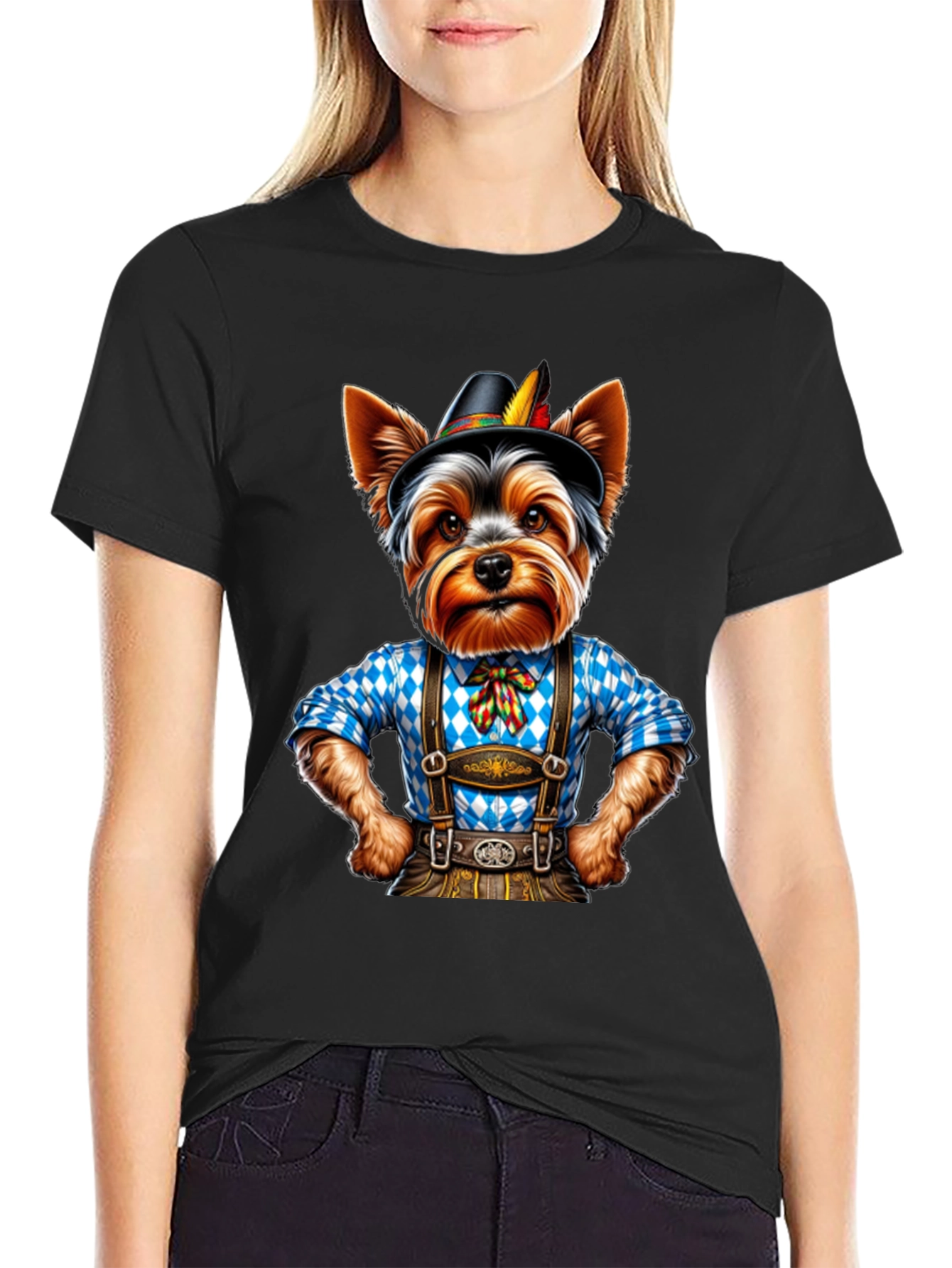 Yorkie Dog in Lederhosen T-Shirt