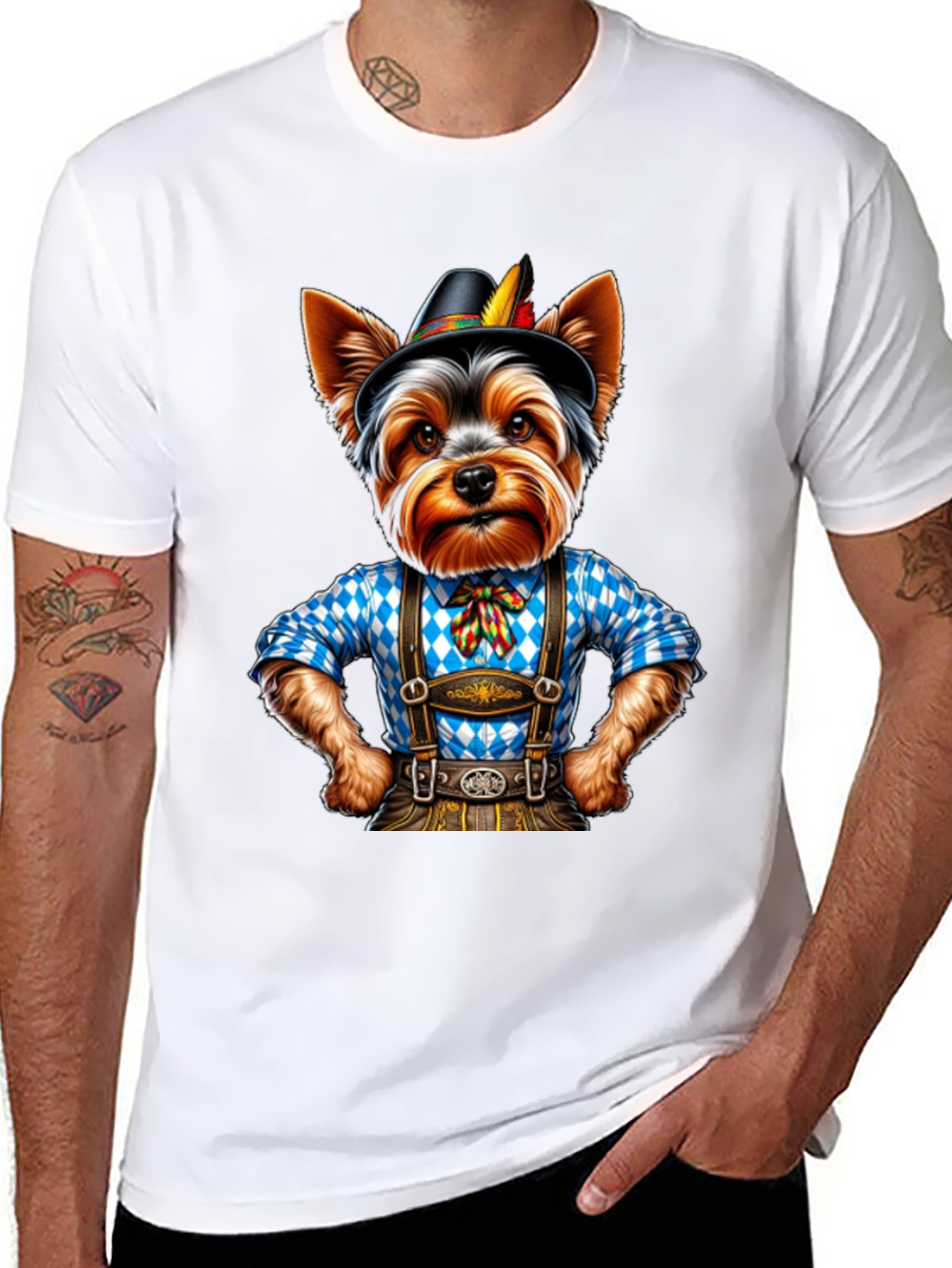 Yorkie Dog in Lederhosen T-Shirt