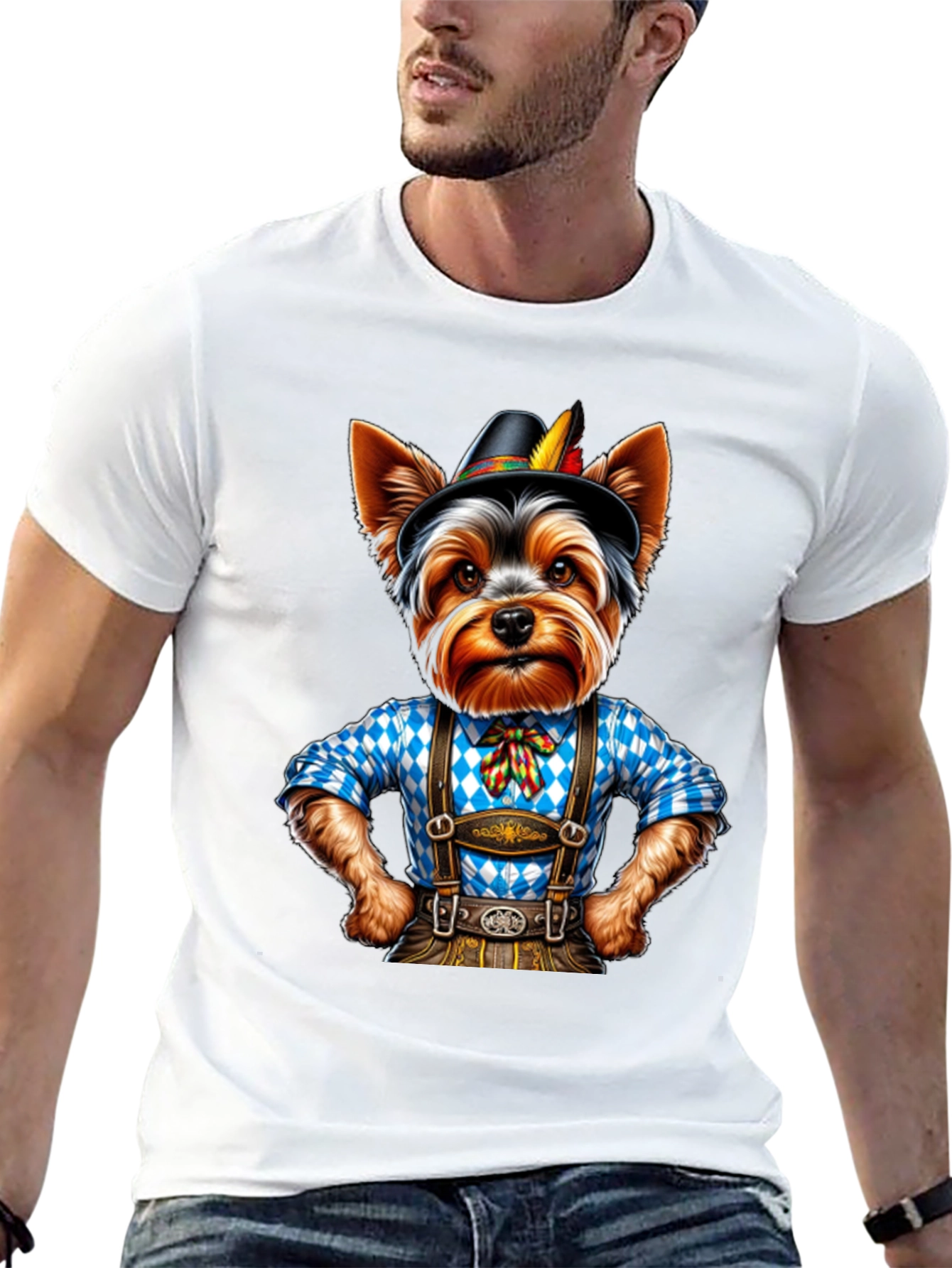 Yorkie Dog in Lederhosen T-Shirt