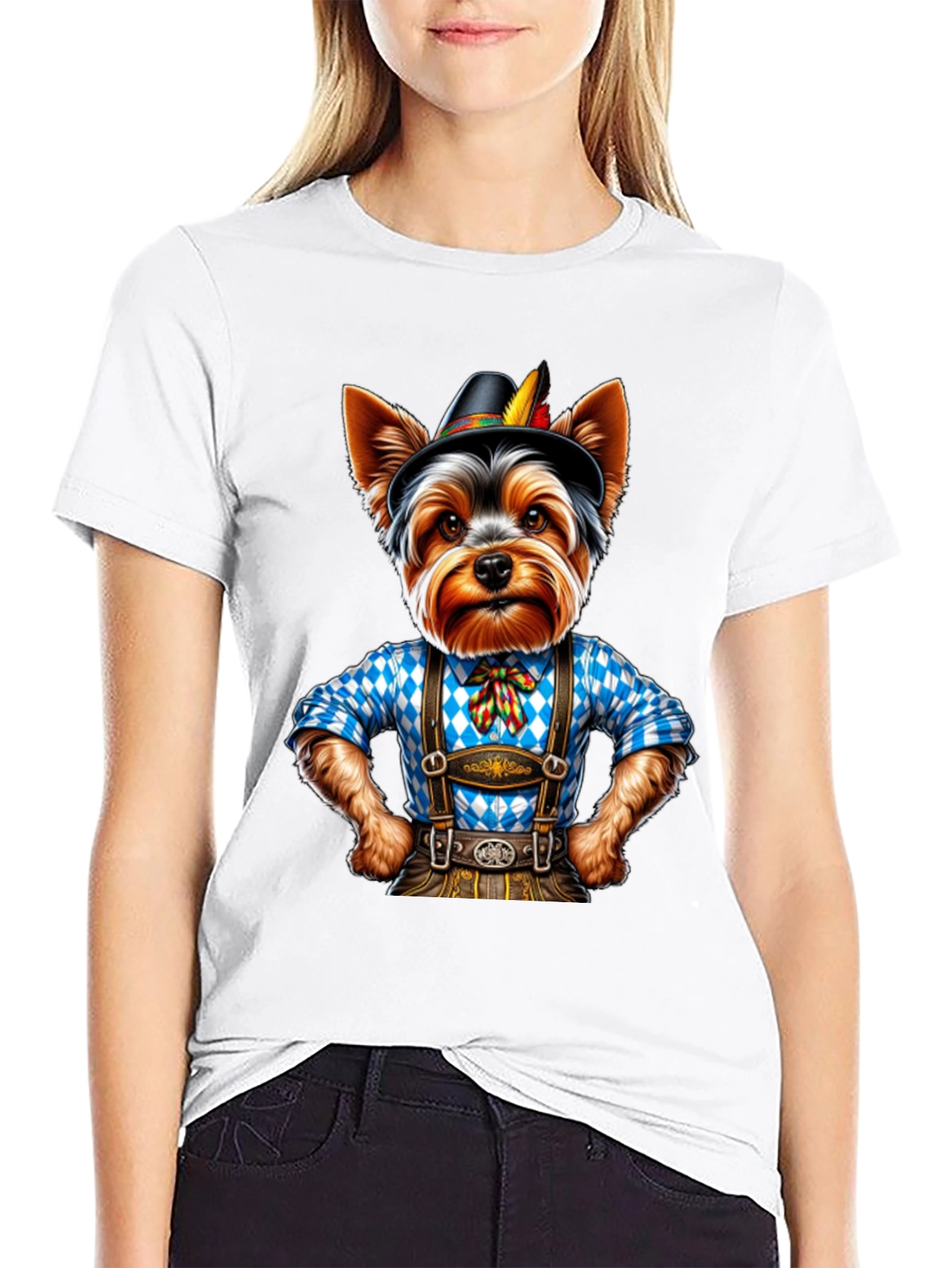 Yorkie Dog in Lederhosen T-Shirt