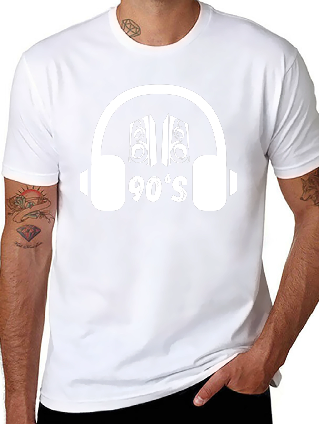 90s Music T-Shirt - Retro Headphone Speaker Design