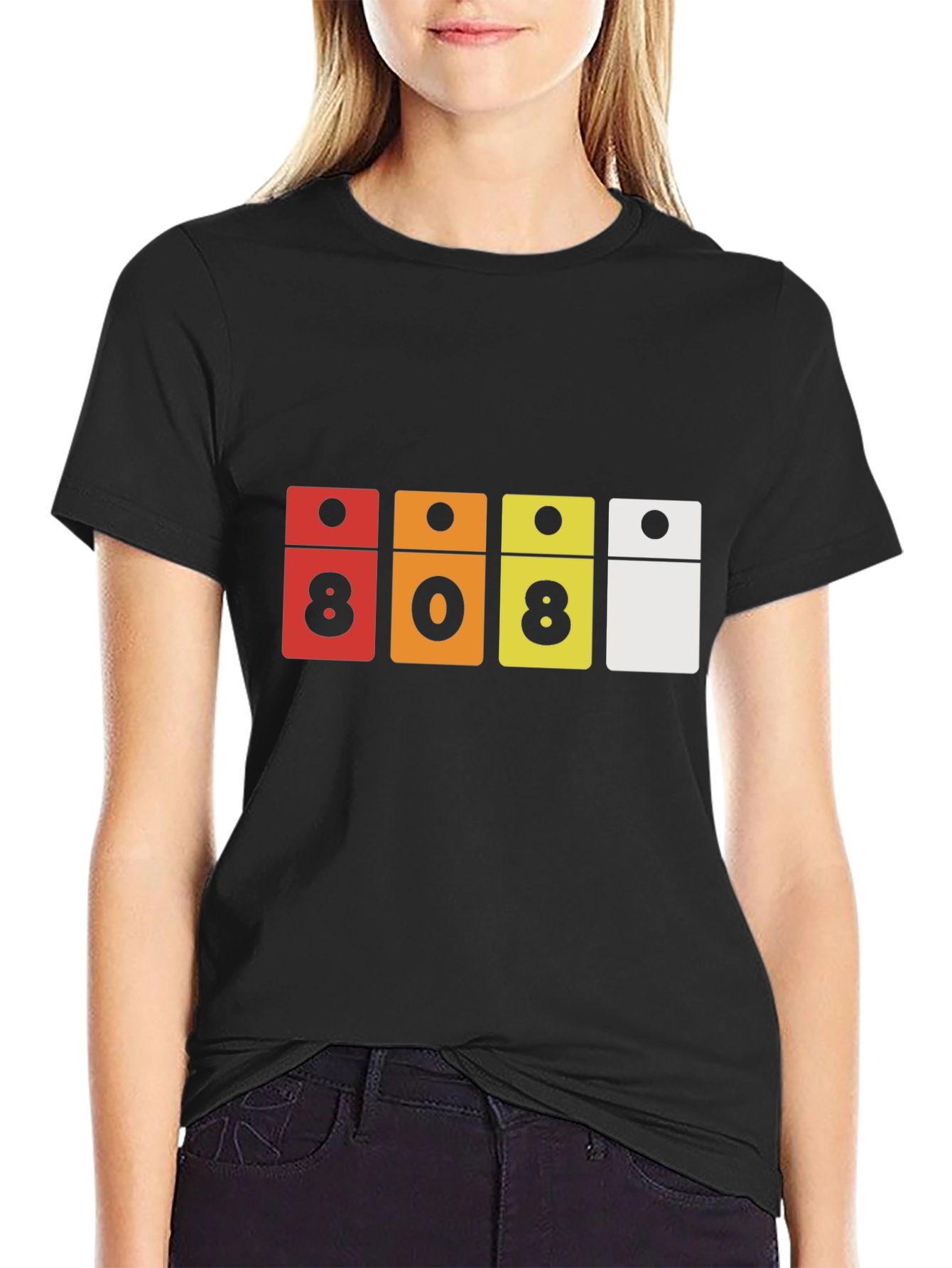 808 Domino Style Graphic Black T-Shirt