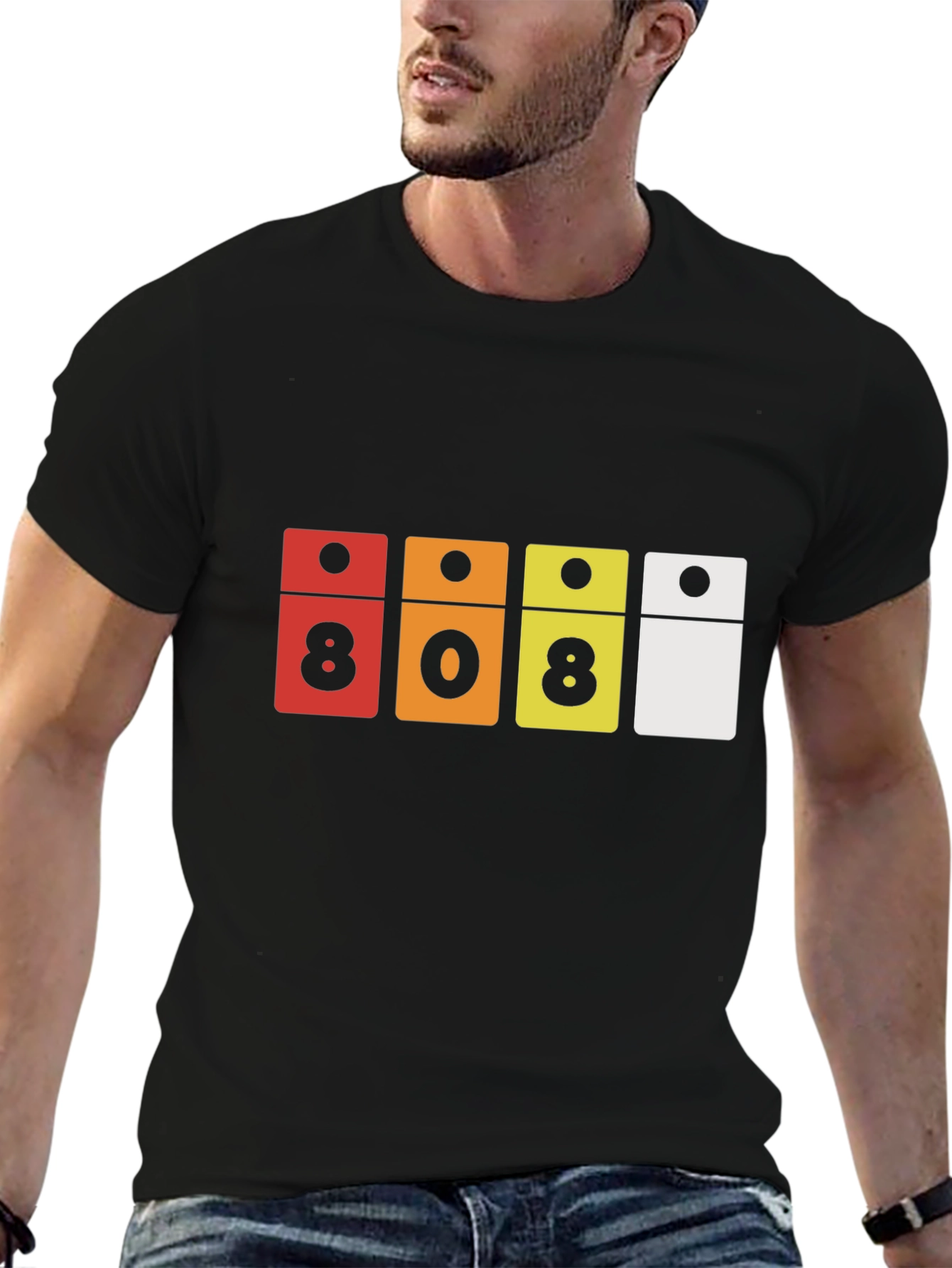 808 Domino Style Graphic Black T-Shirt