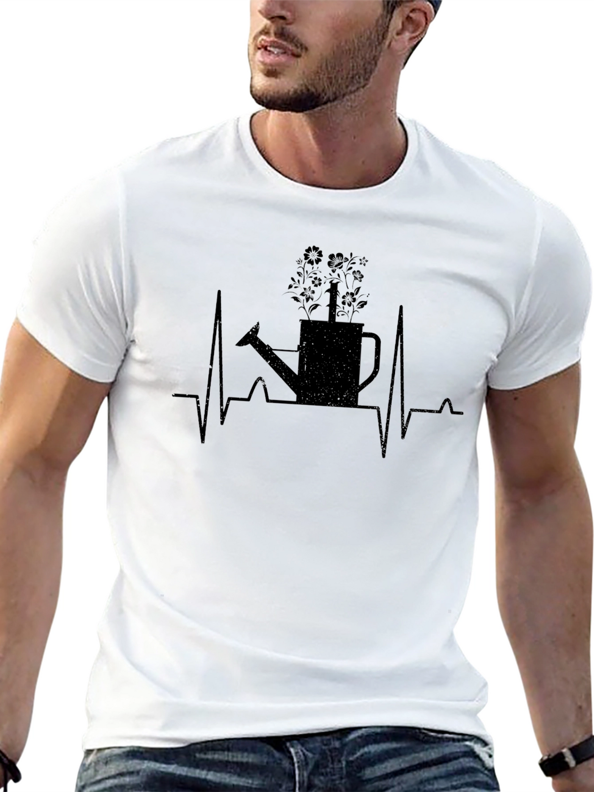Gardener Heartbeat T-Shirt - Black Cotton Tee
