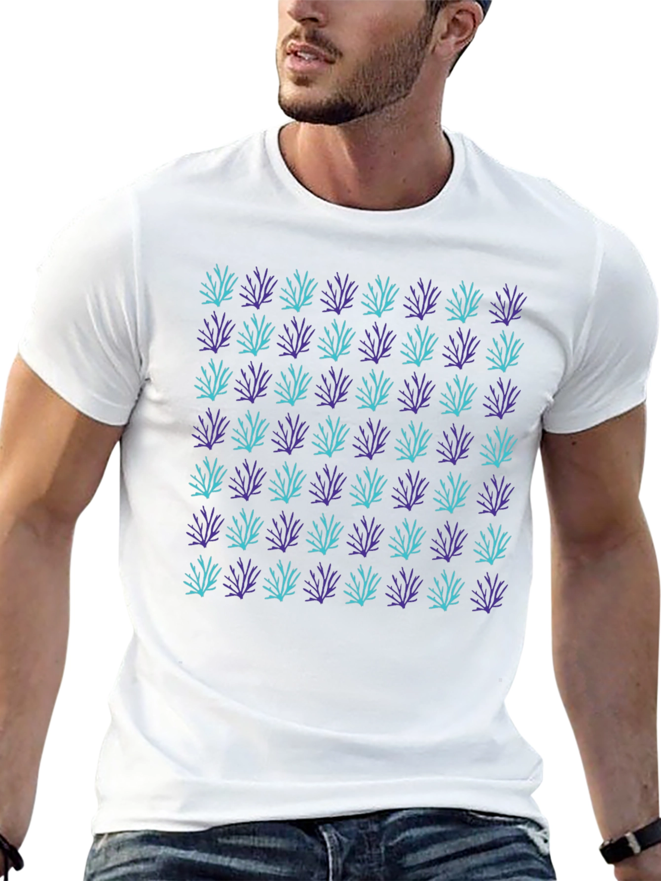 Patterned Crew Neck T-Shirt