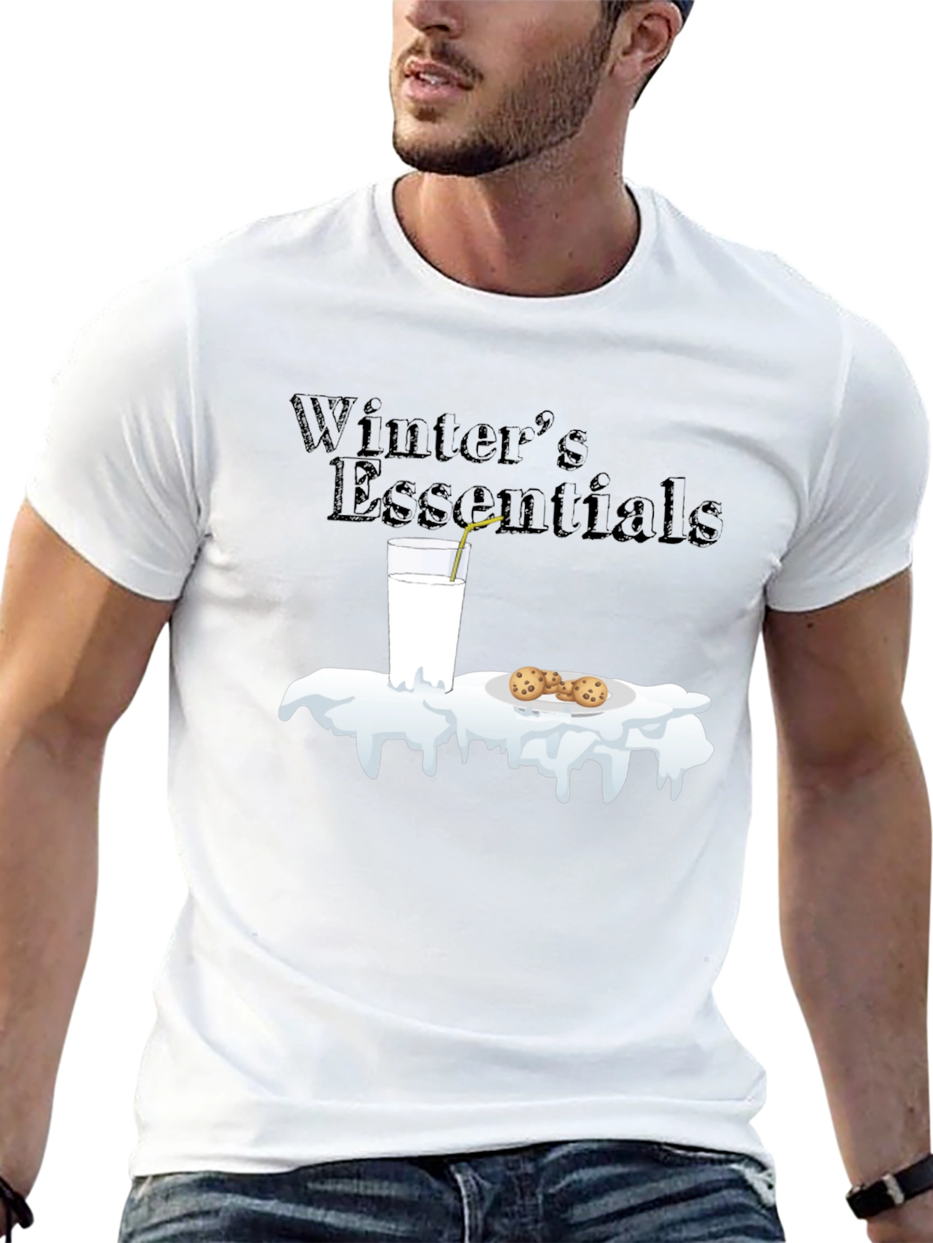 Winter Essentials Milk and Cookies Graphic T-Shirt