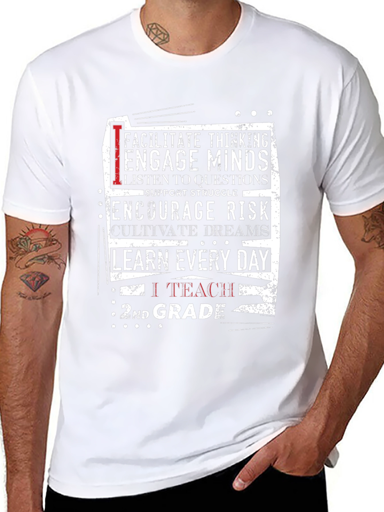 2nd Grade Teacher T-Shirt: Inspire Engage Teach