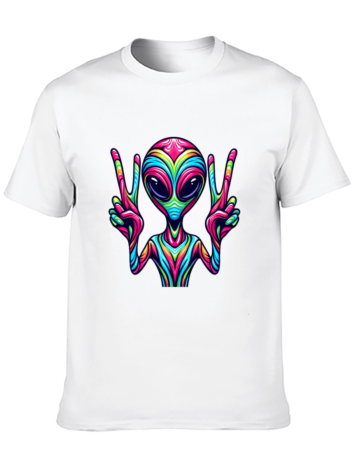 Alien Peace Sign Graphic Tee - Mens Black T-Shirt