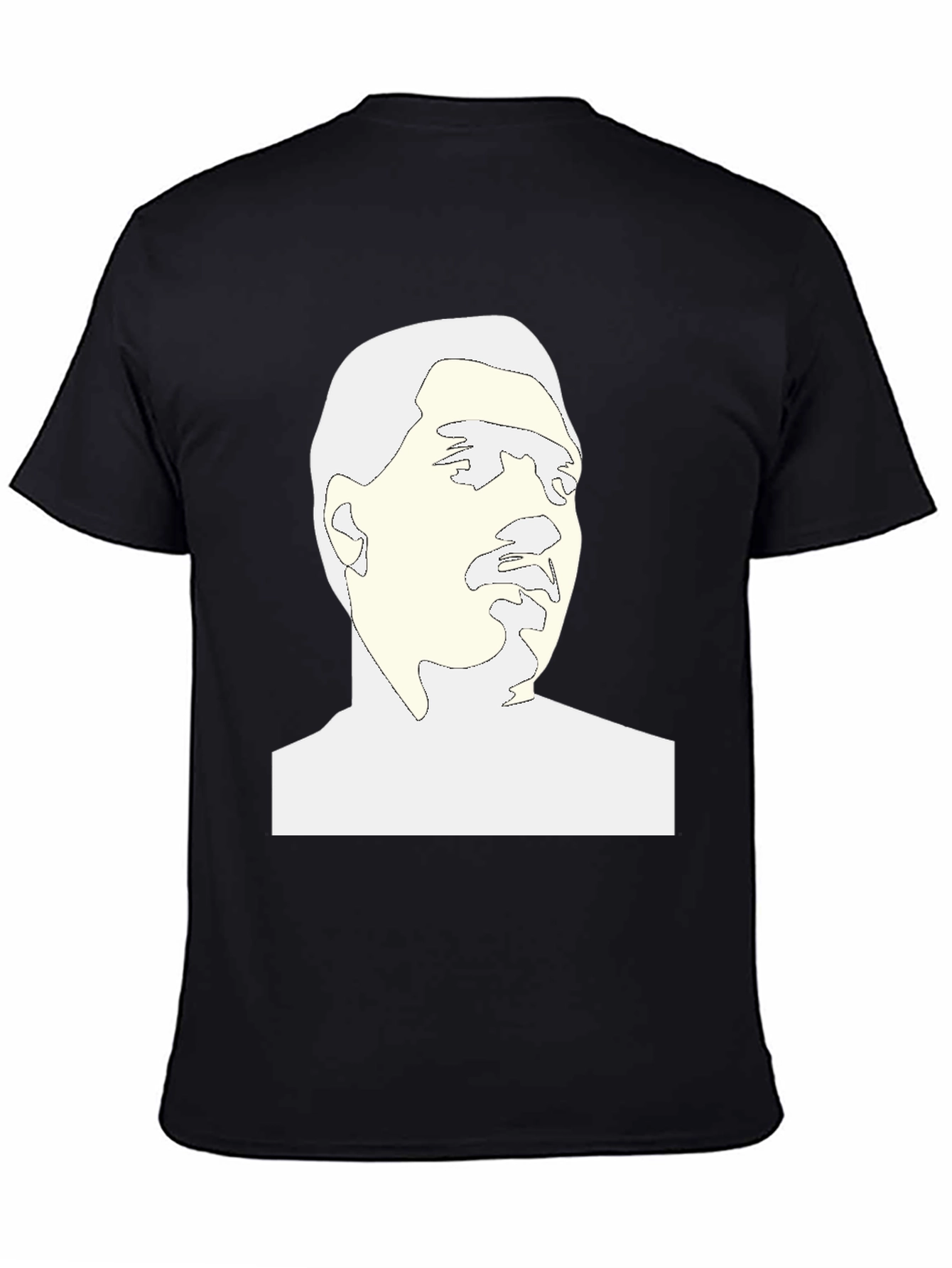 Abstract Face Graphic Tee - Black Cotton Blend