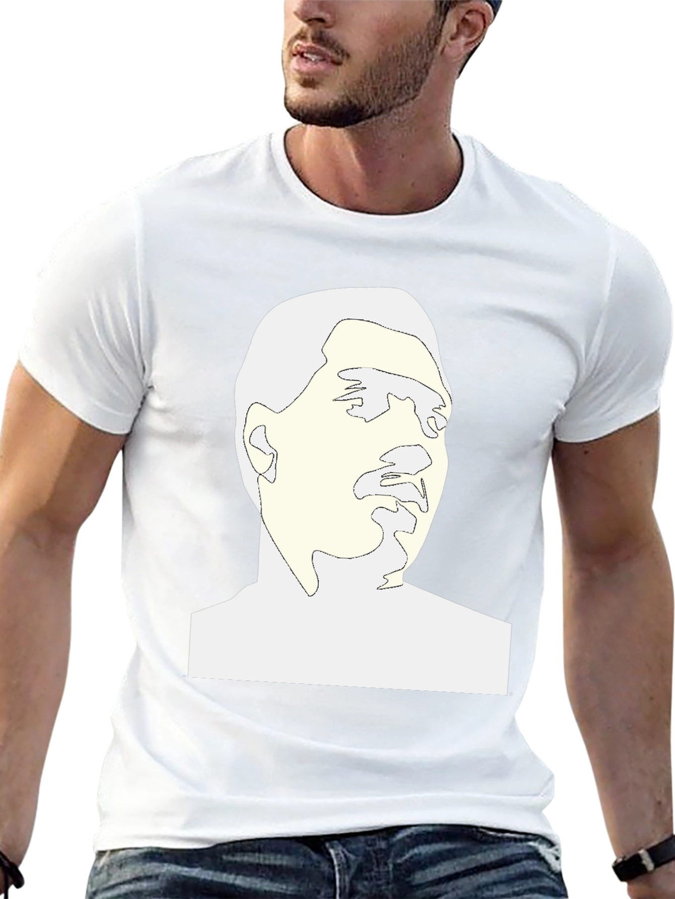 Abstract Face Graphic Tee - Black Cotton Blend