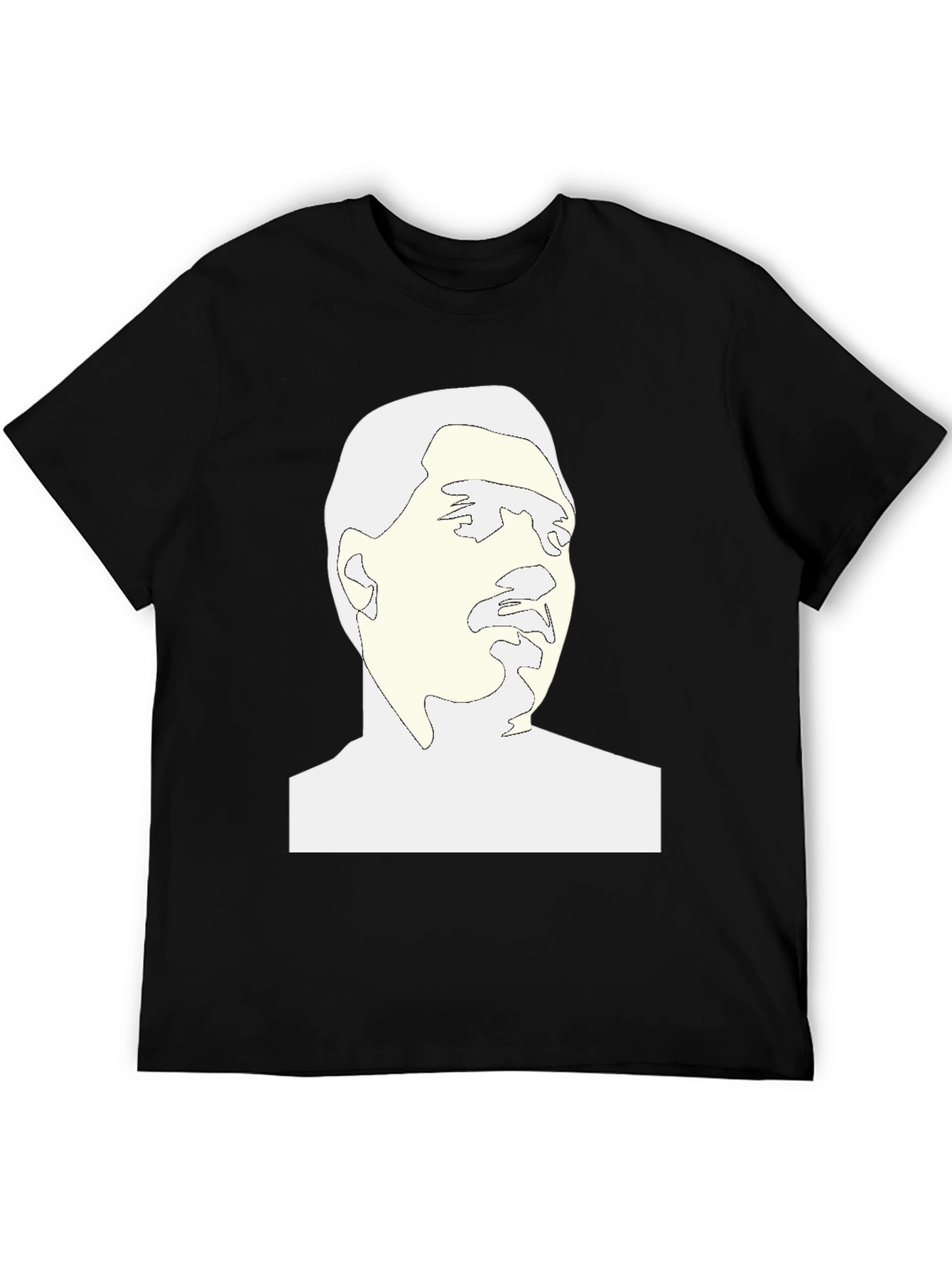 Abstract Face Graphic Tee - Black Cotton Blend