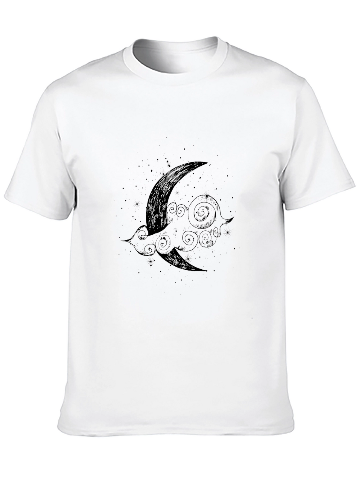 Mens Black Crescent Moon Cloud Graphic Tee