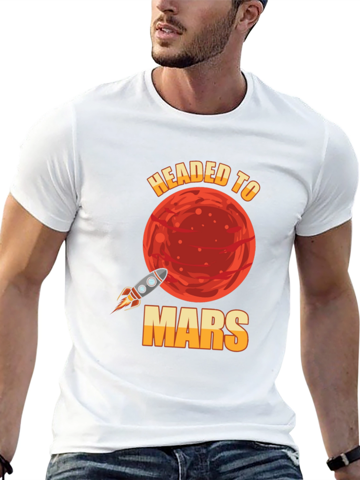 Headed to Mars T-Shirt - Space Rocket Graphic Tee