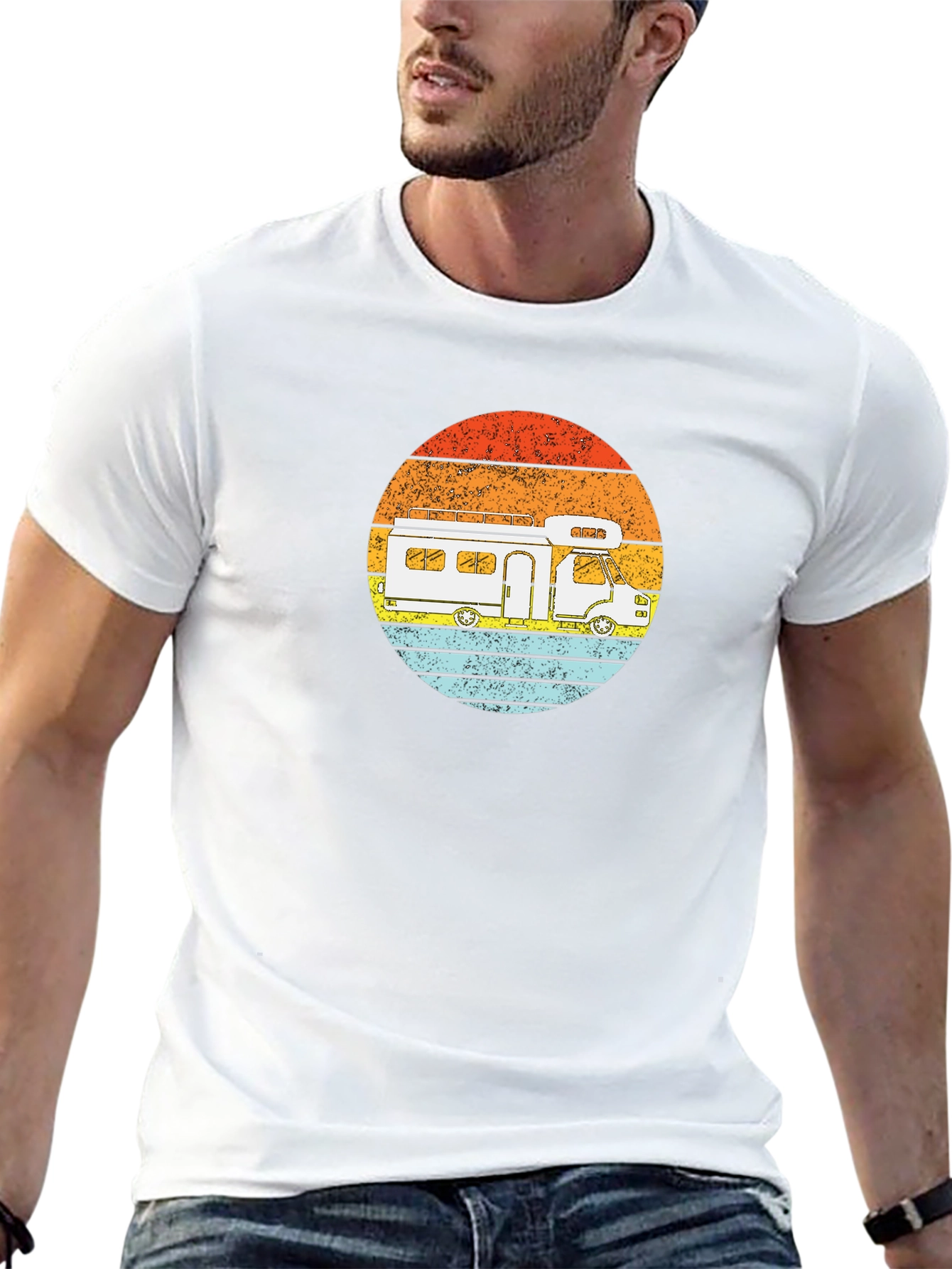 Retro RV Sunset Graphic Tee - Camping Adventure Shirt