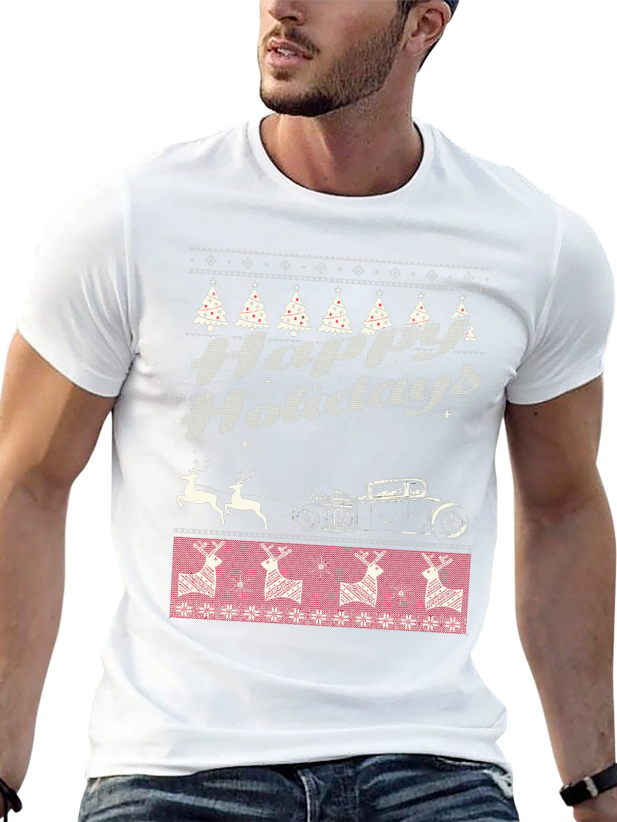 Happy Holidays Hot Rod Christmas T-Shirt