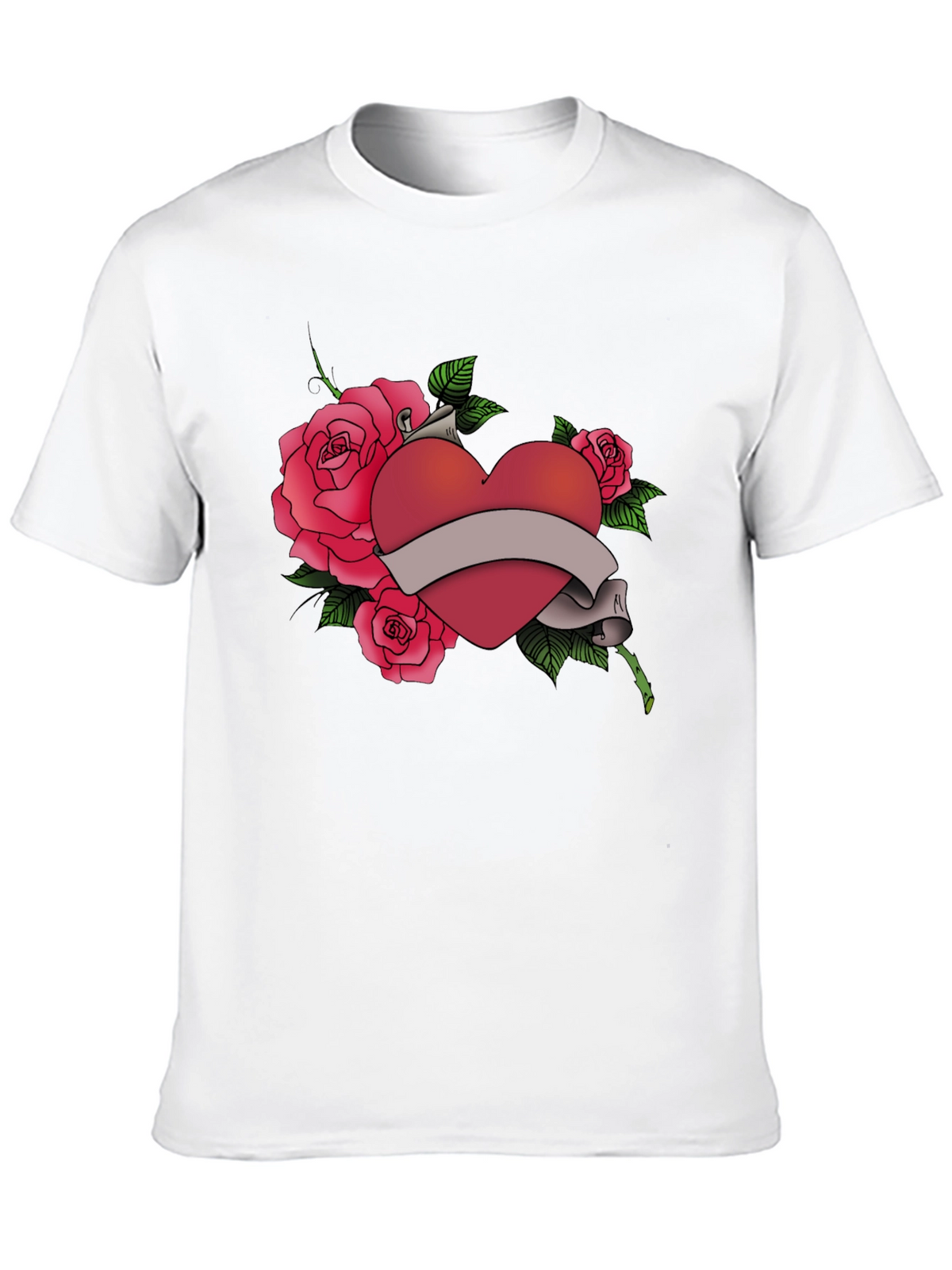 Heart & Roses Graphic Tee - Mens Black T-Shirt