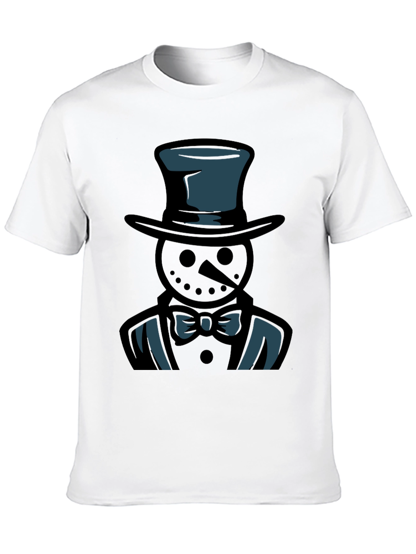 Dapper Snowman Graphic Tee - Black Cotton Blend Shirt