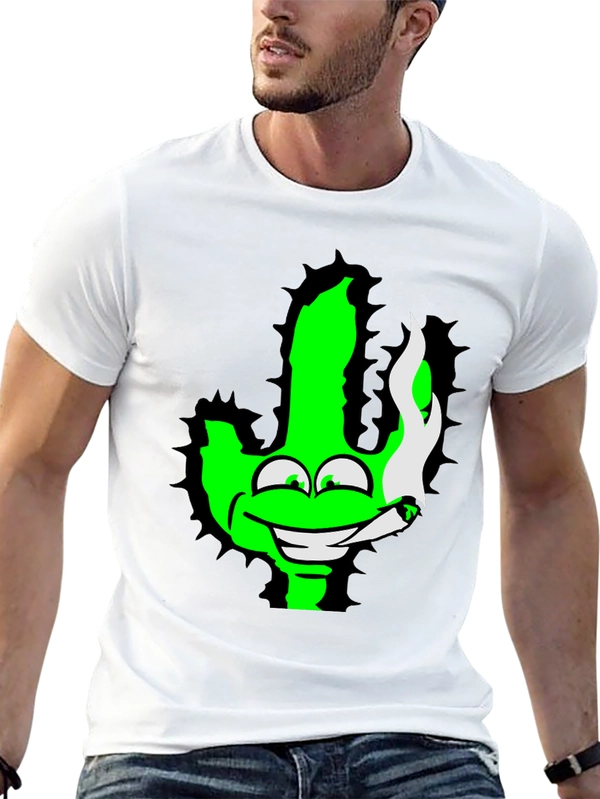 Green Cactus Cartoon Graphic Novelty T-Shirt