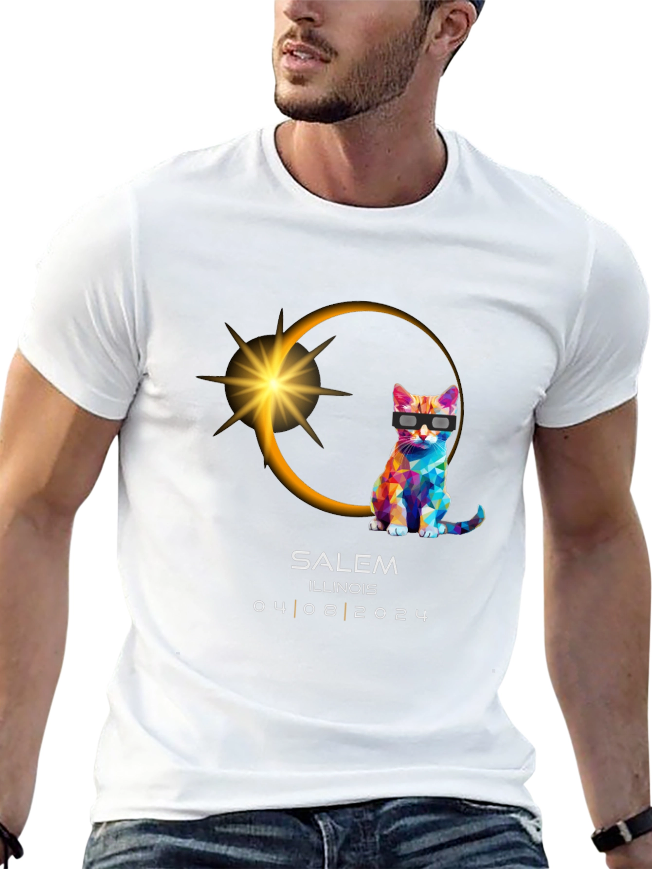 Salem Illinois Eclipse 2024 Cat T-Shirt