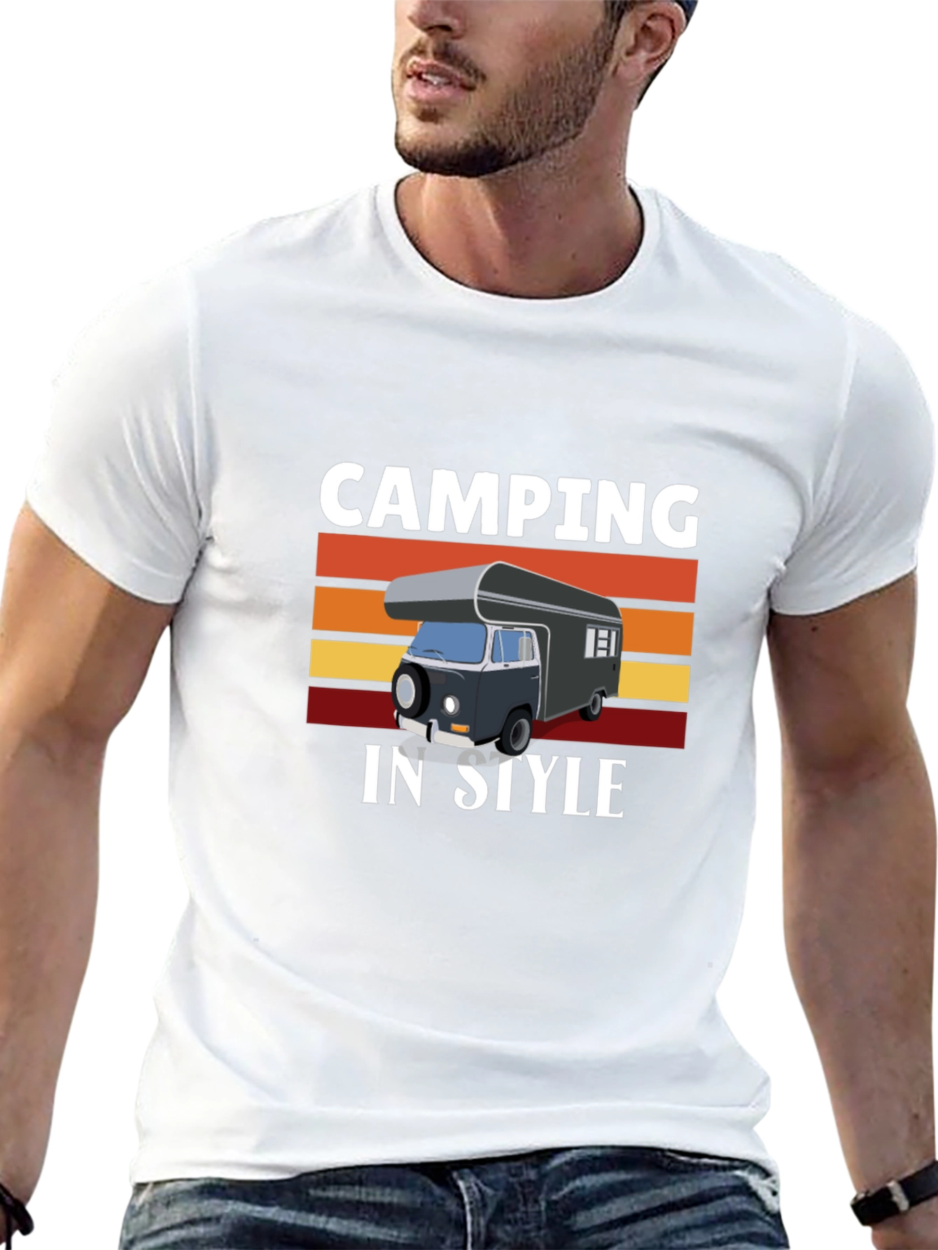 Camping In Style Graphic Tee - Camper Van T-Shirt