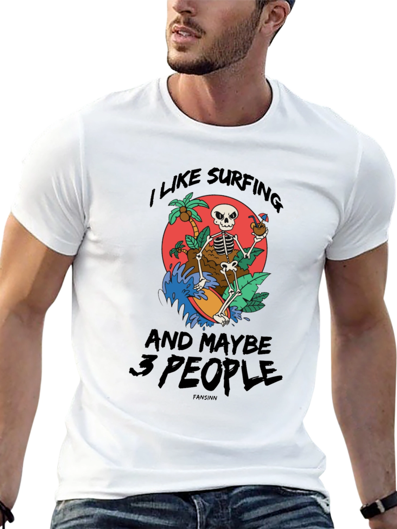 Surfing Skeleton Graphic Tee