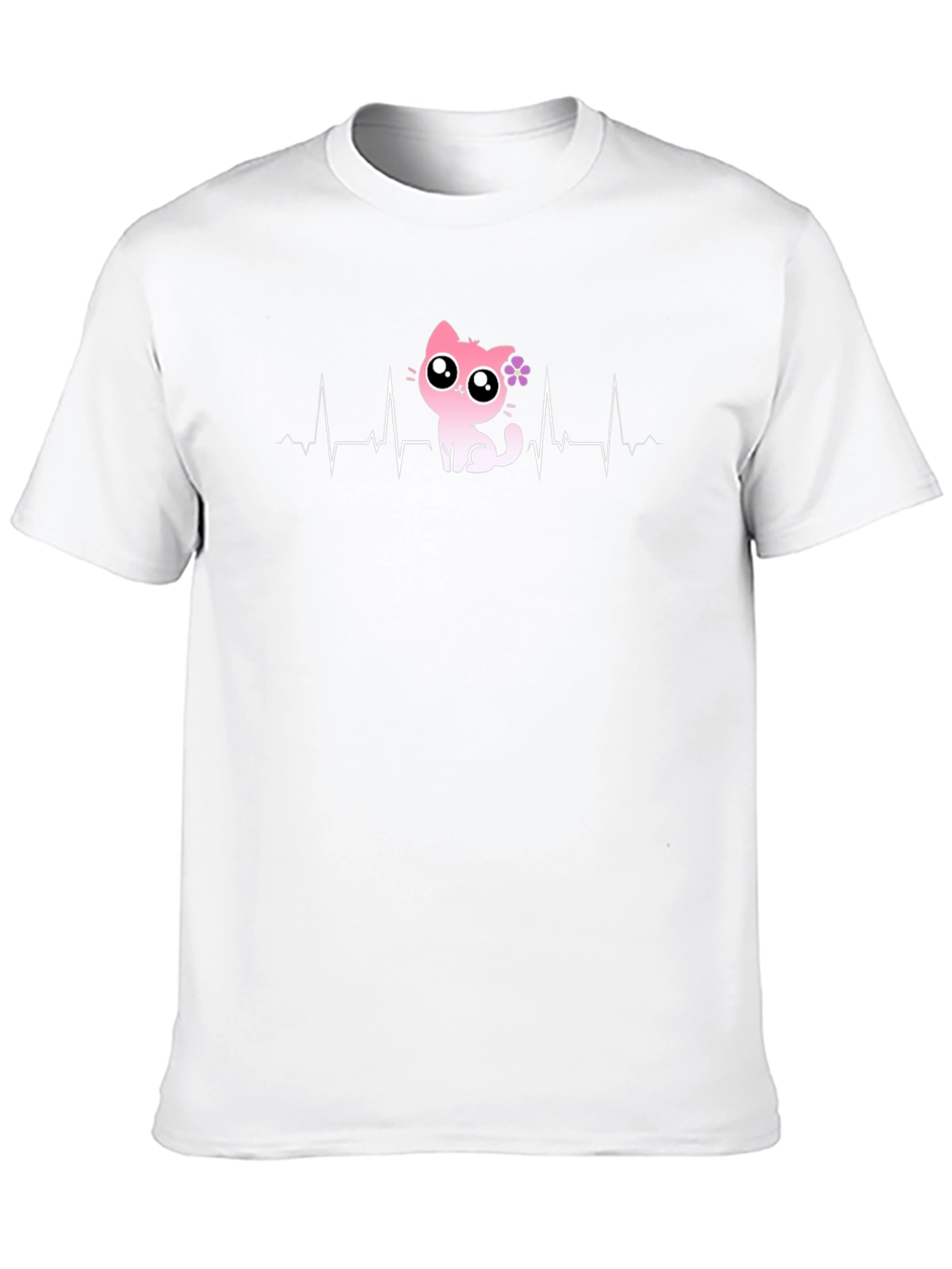 Cat Heartbeat T-Shirt - Cute Cartoon Kitten Tee