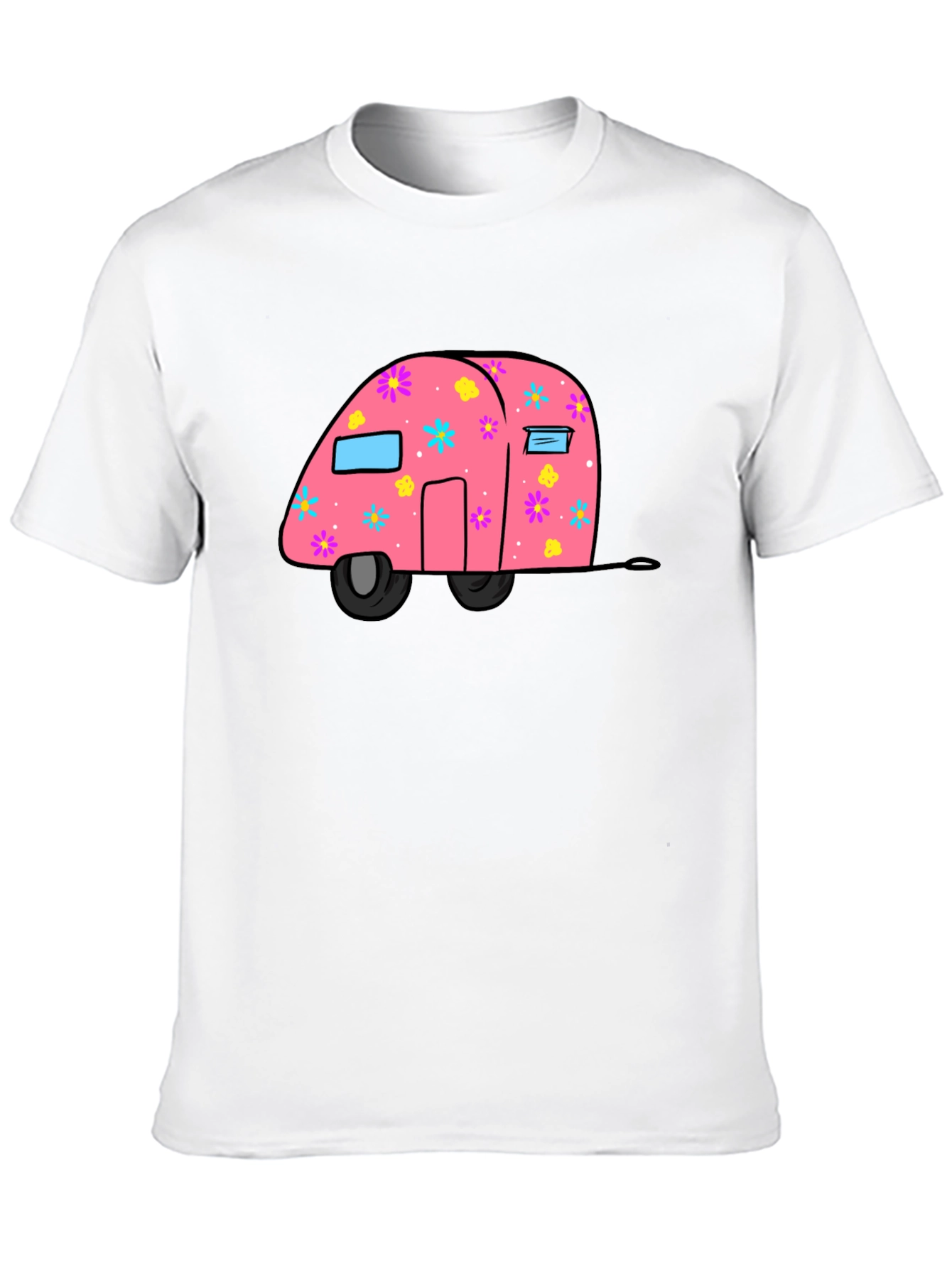 Pink Floral Camper Graphic T-Shirt