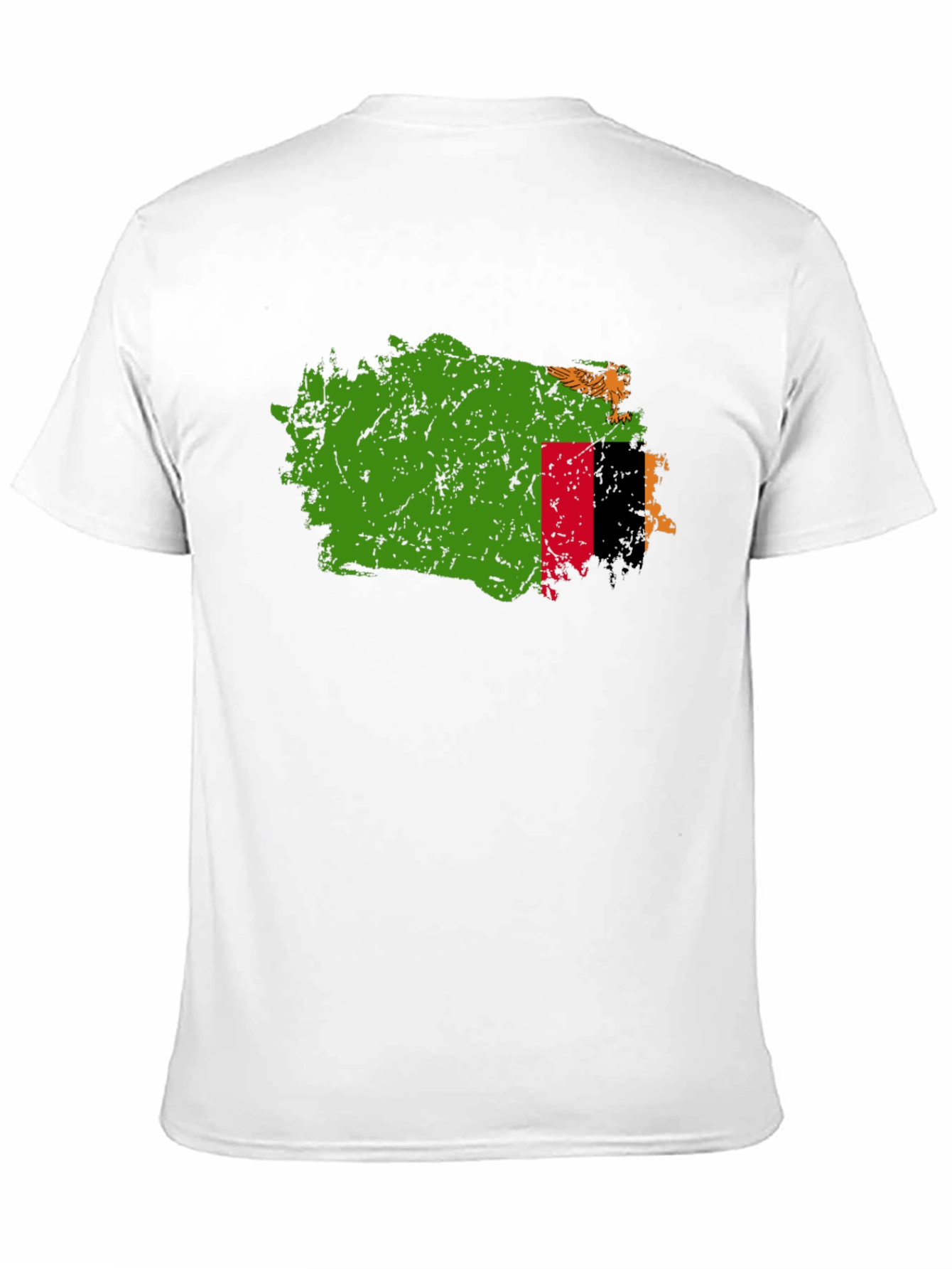 Zambia Flag Map T-Shirt - Black Crew Neck Tee