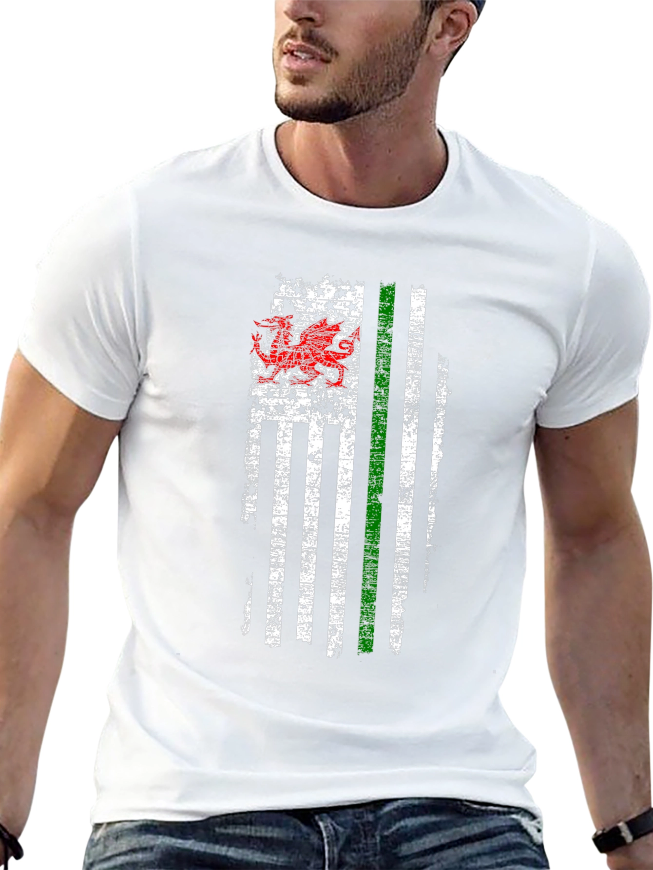 Welsh Dragon American Flag T-Shirt