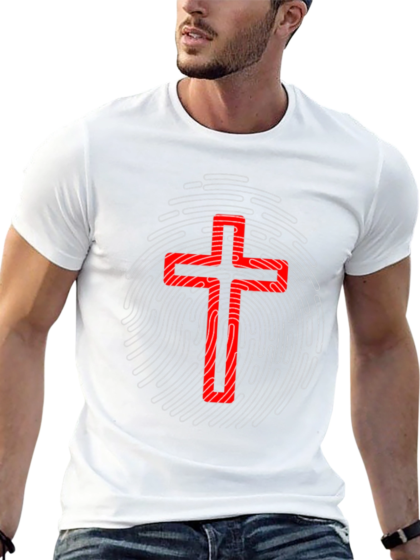 Red Cross Fingerprint Graphic T-Shirt