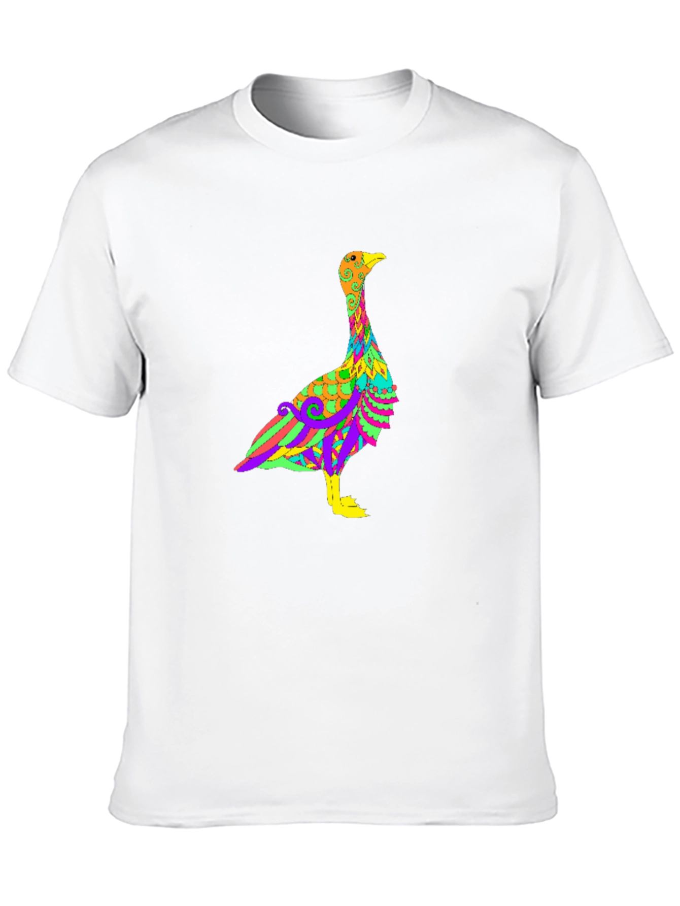 Psychedelic Goose Graphic Tee - Black Cotton Blend