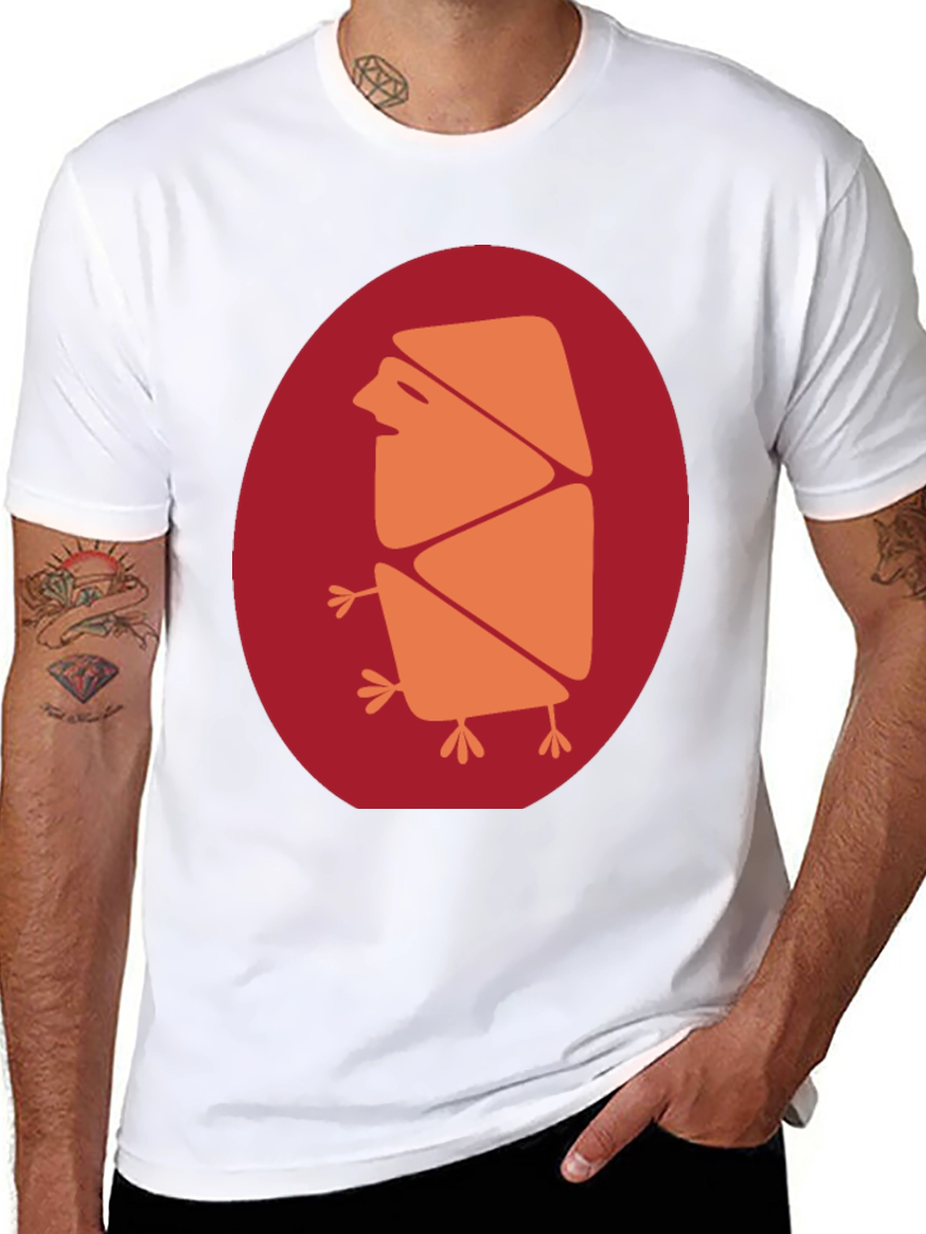 Abstract Bird Graphic Tee - Casual Black T-Shirt