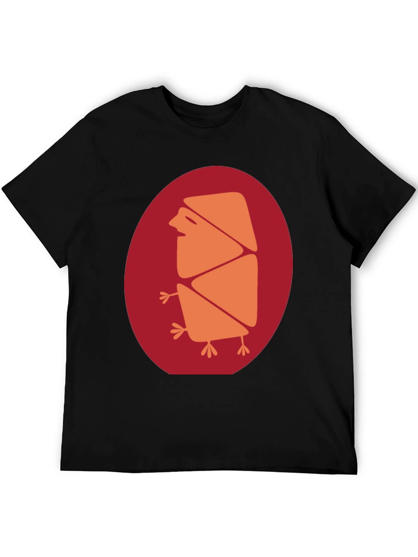 Abstract Bird Graphic Tee - Casual Black T-Shirt