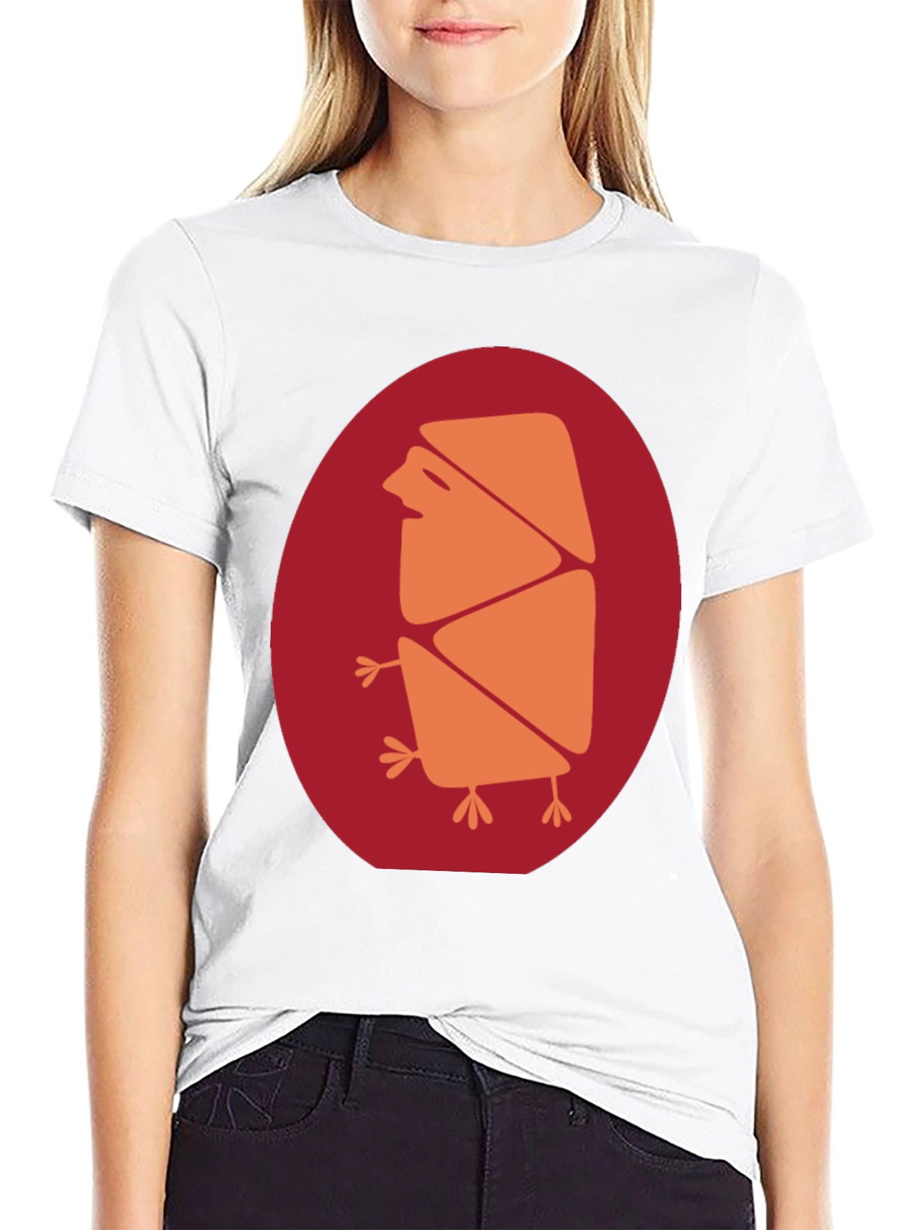 Abstract Bird Graphic Tee - Casual Black T-Shirt