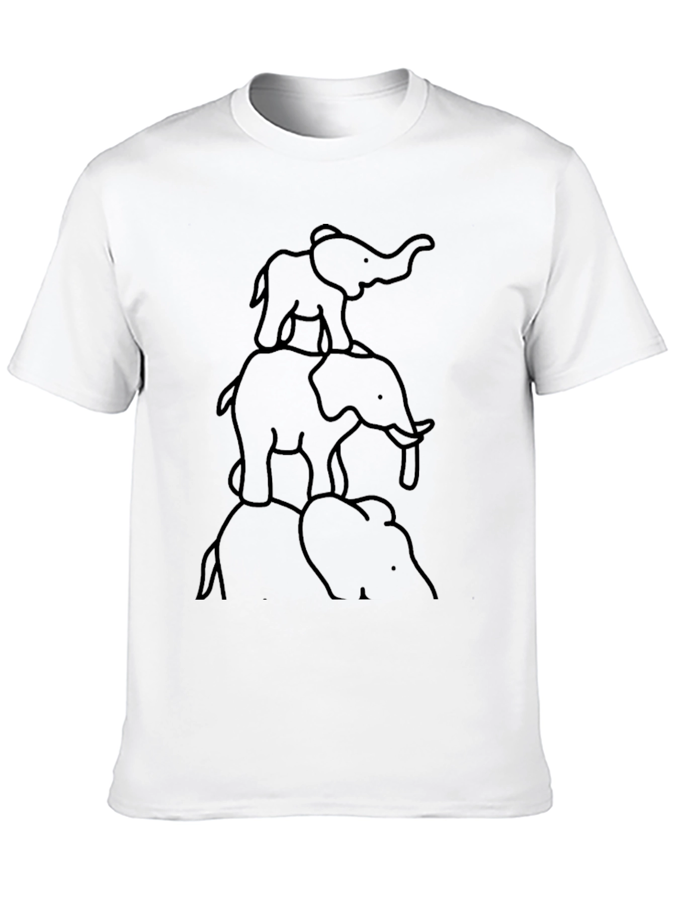 Elephant Stack Graphic Tee - Black Cotton T-Shirt