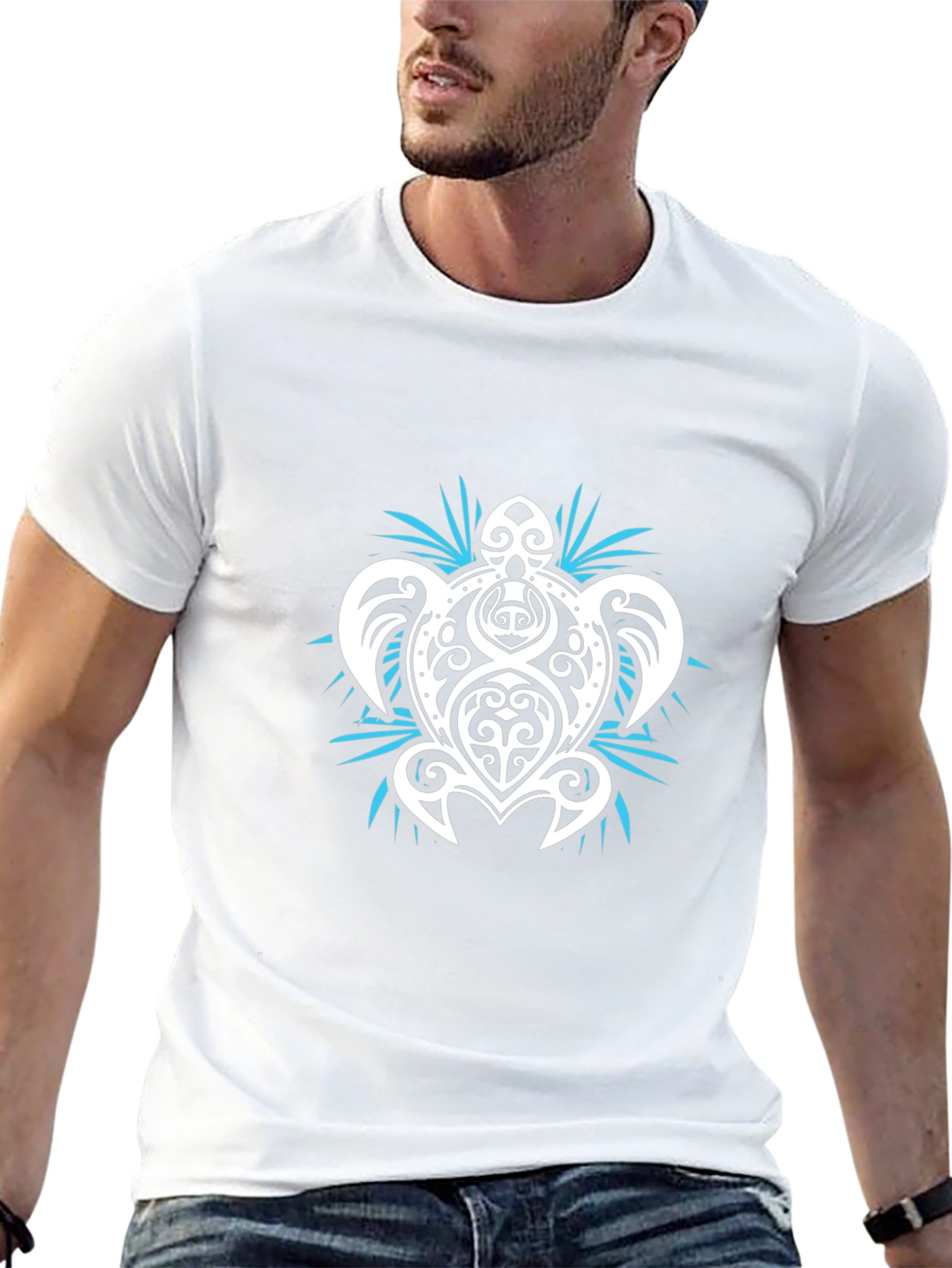 Tribal Turtle Graphic T-Shirt - Black