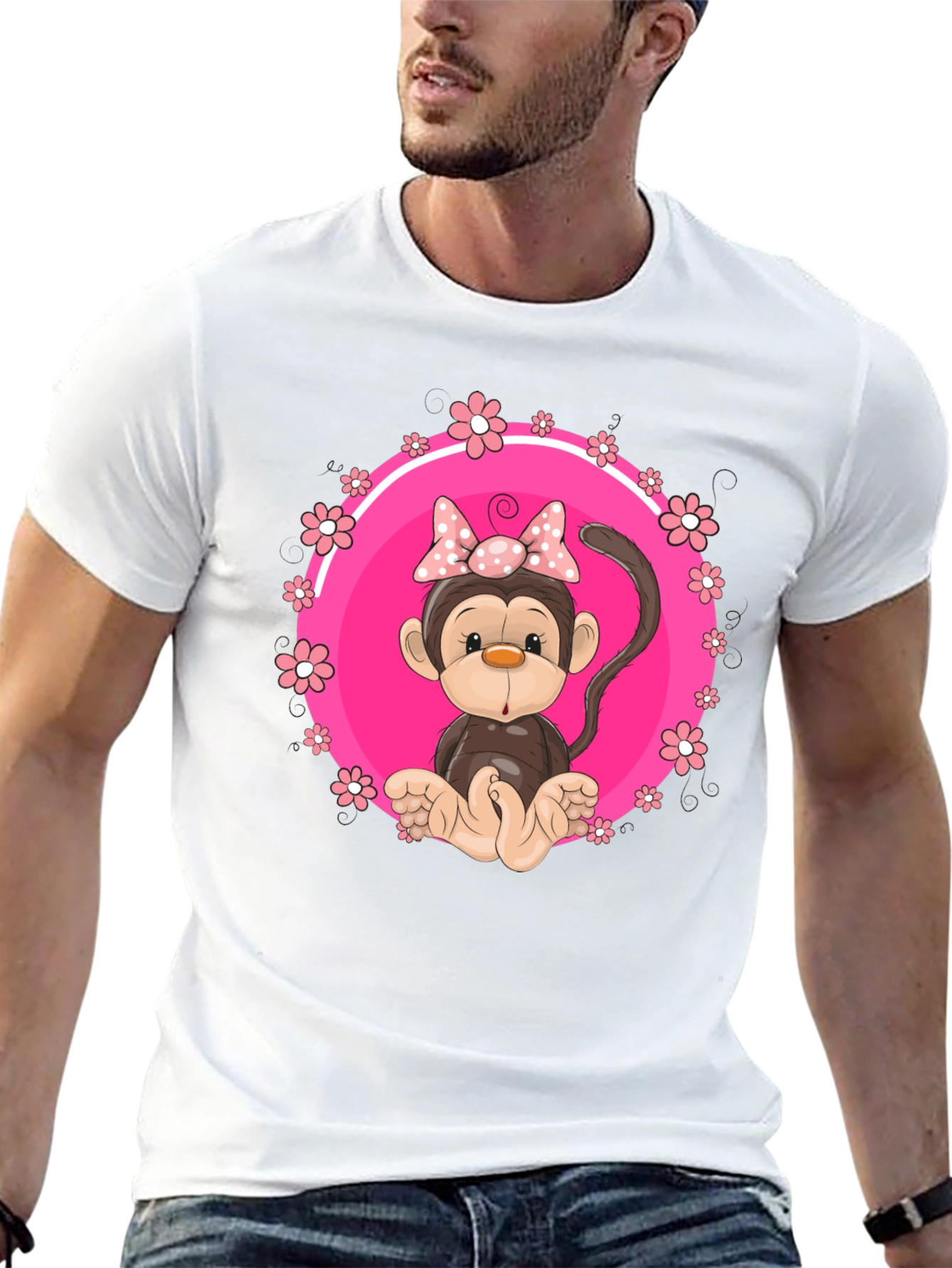 Cute Monkey Graphic Tee - Fun Black T-Shirt