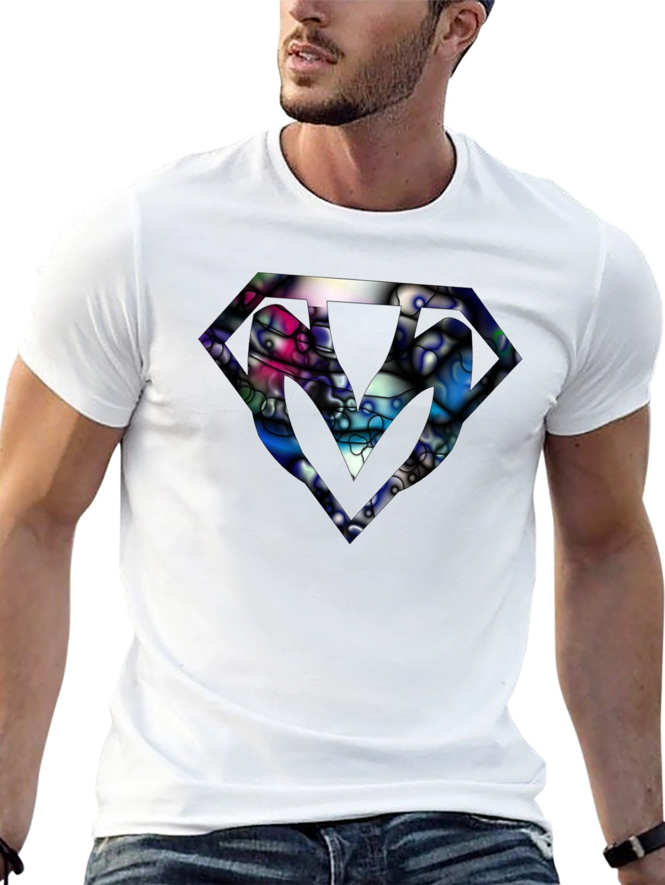Abstract Diamond Graphic Black T-Shirt