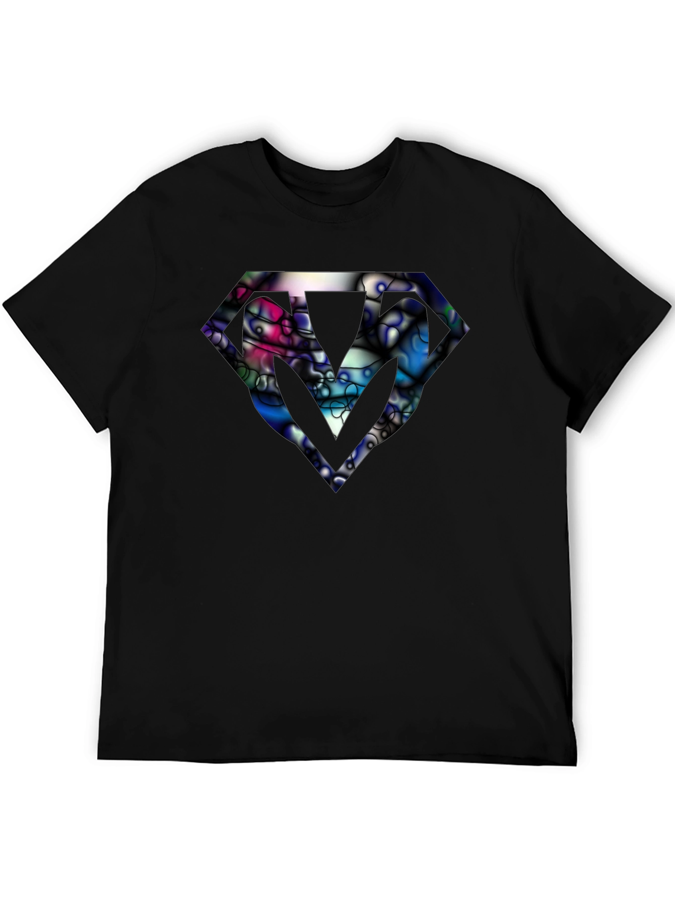 Abstract Diamond Graphic Black T-Shirt